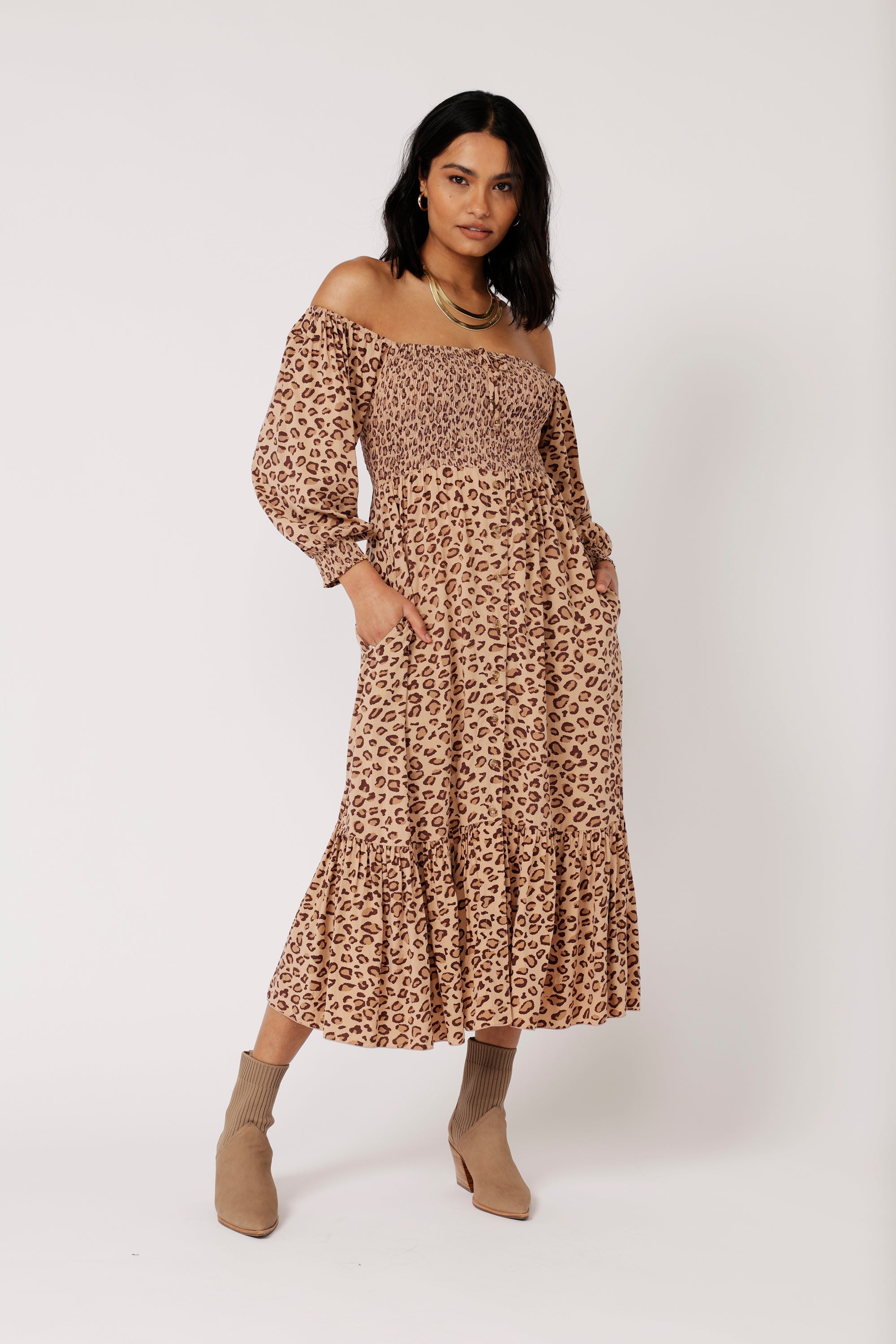 Harper Dress MAXI | Leopard - Saffron Road