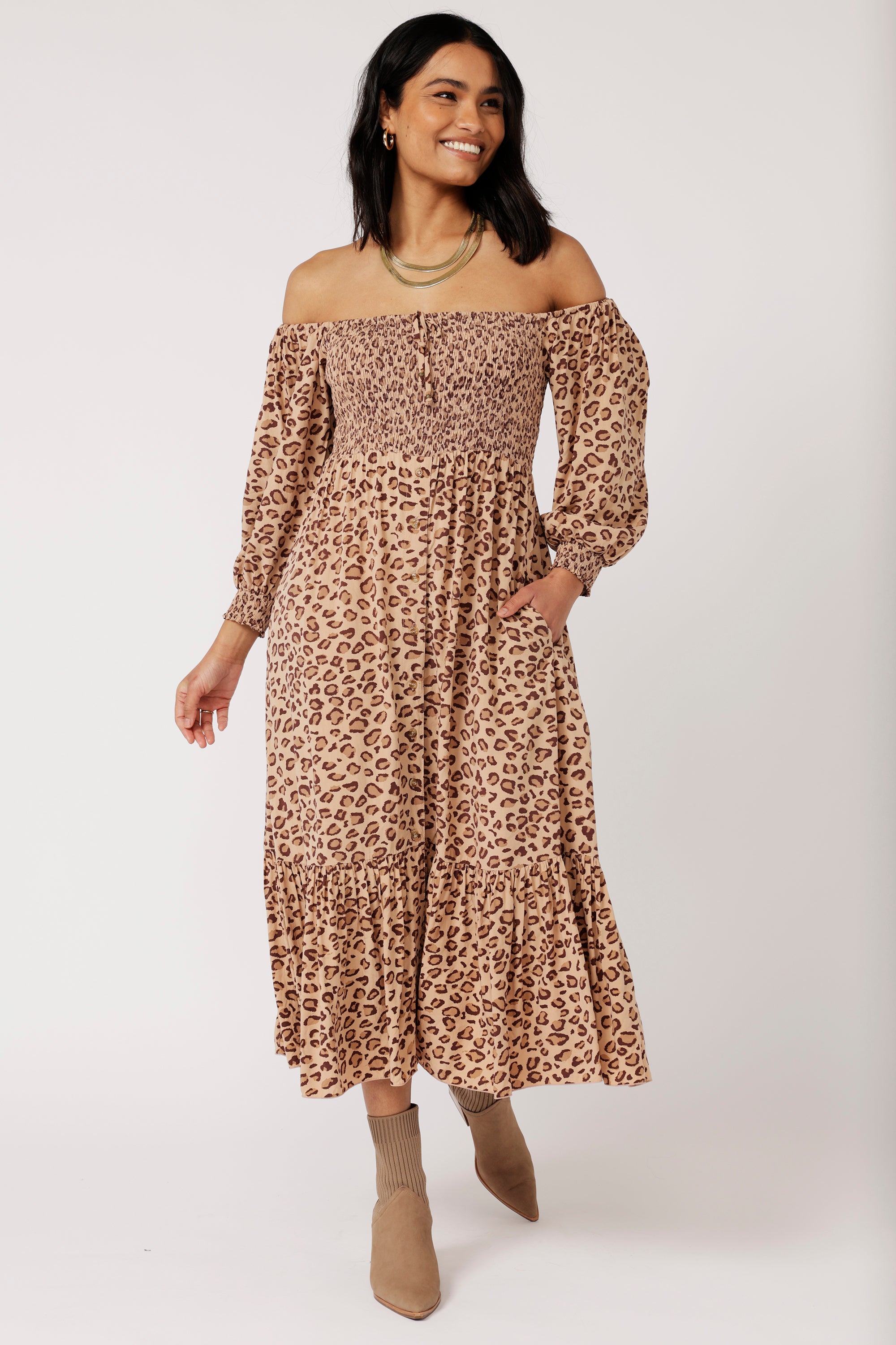 Harper Dress MAXI | Leopard - Saffron Road