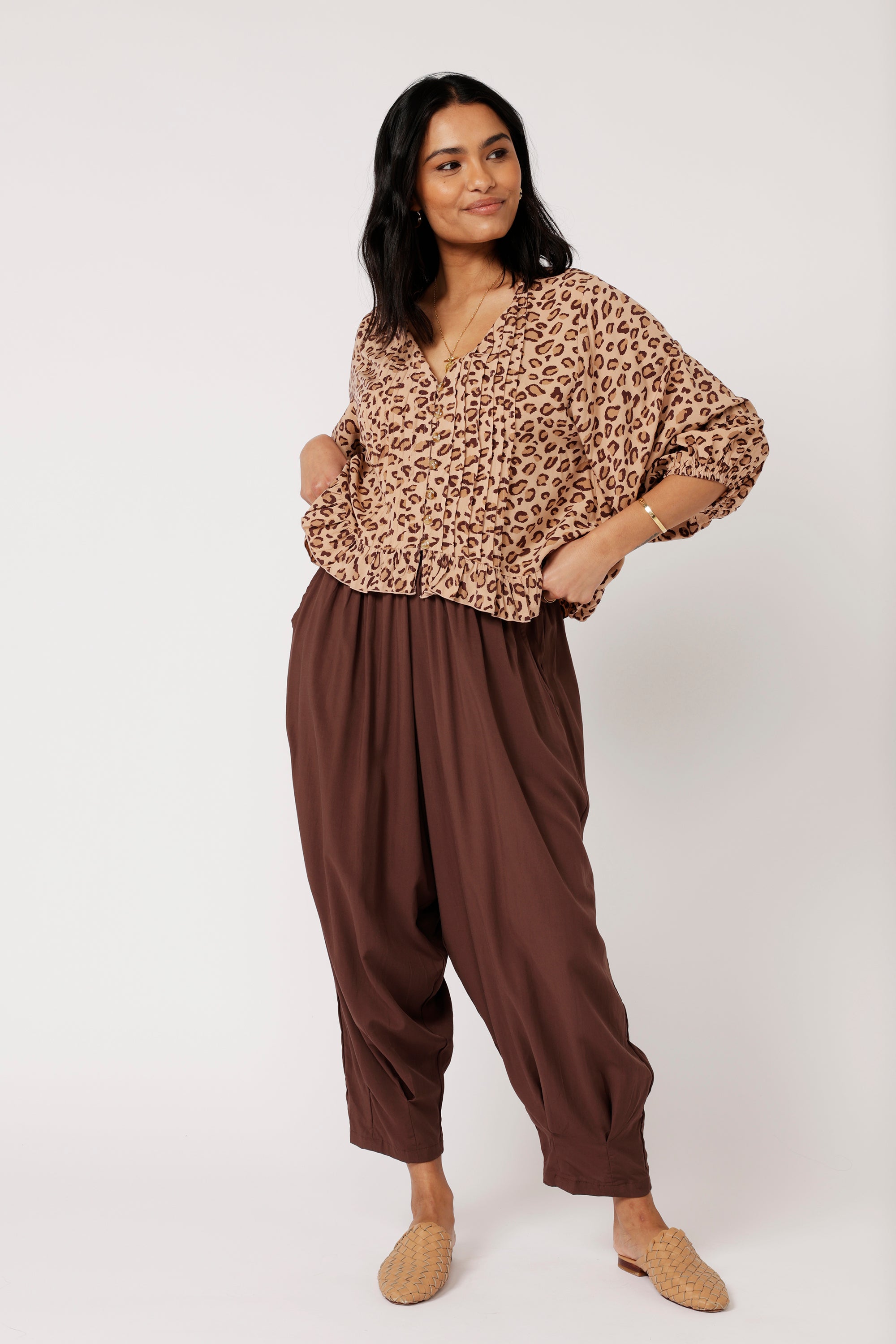 Lily Rose Top (Long Sleeve)| Leopard - Saffron Road