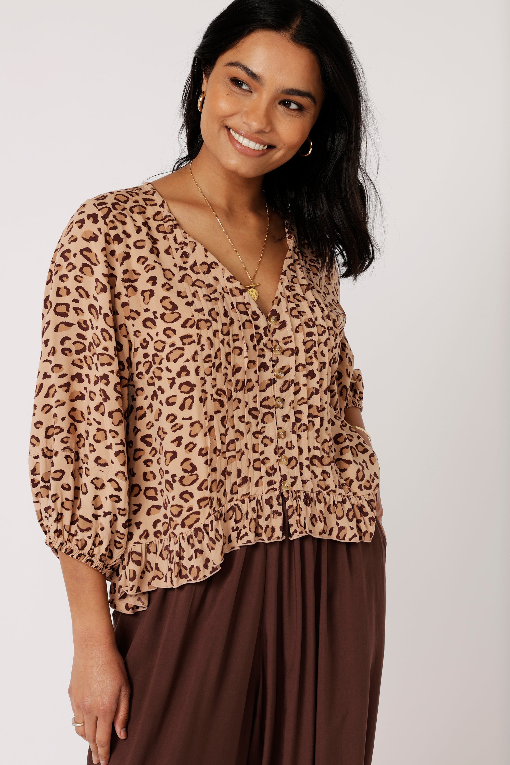 Lily Rose Top (Long Sleeve)| Leopard - Saffron Road
