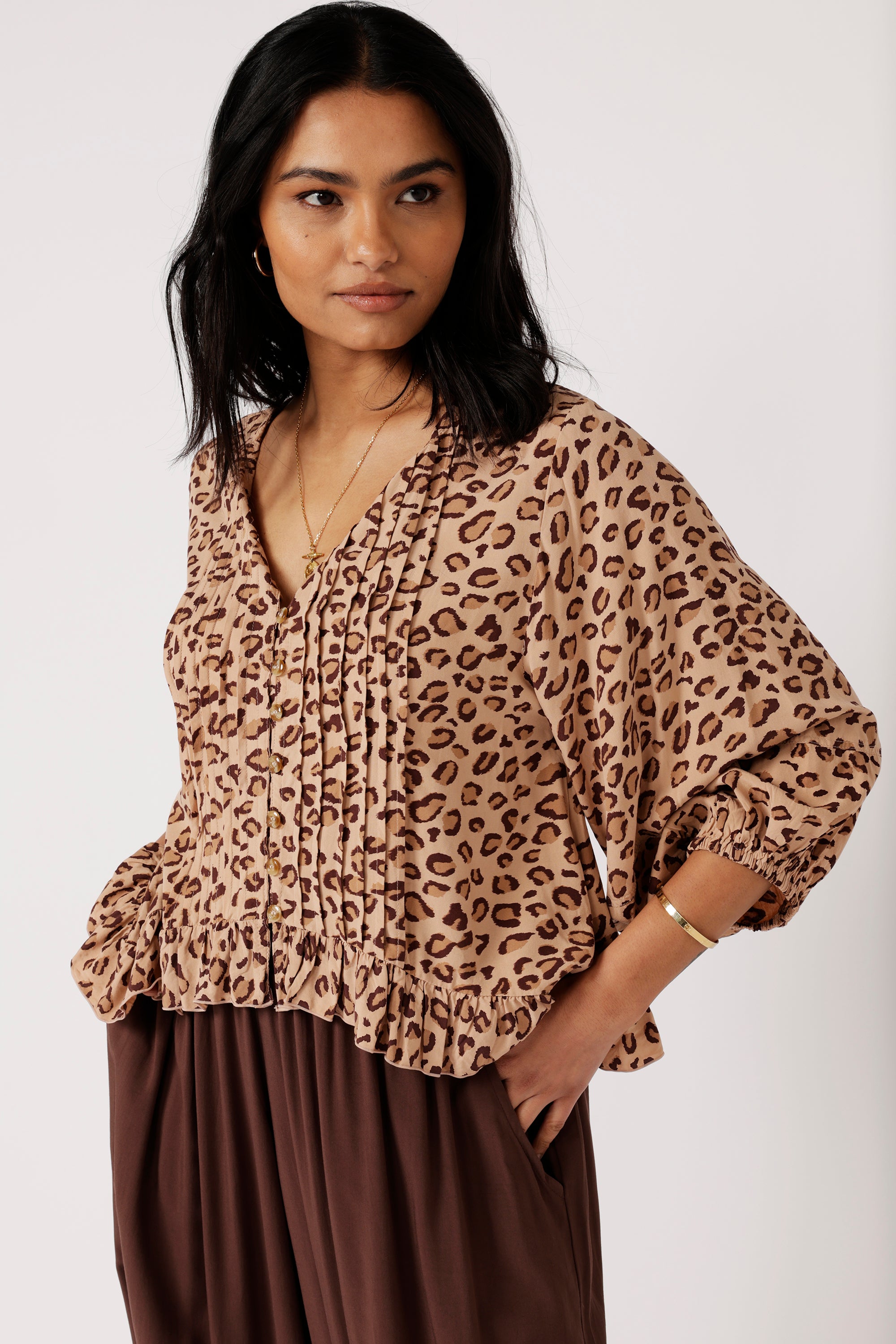 Lily Rose Top (Long Sleeve)| Leopard - Saffron Road