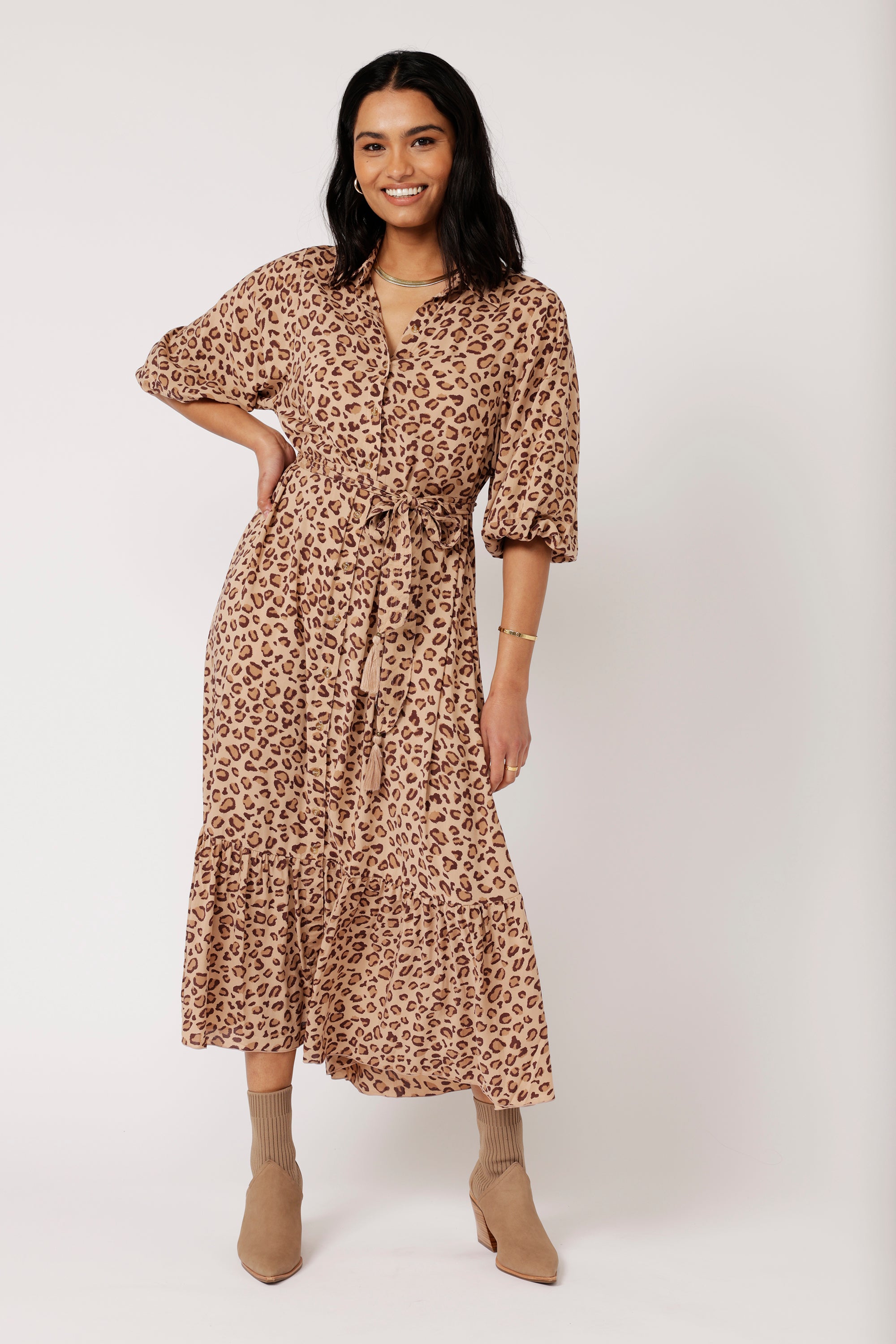 Bentley Shirt Dress MAXI | Leopard - Saffron Road