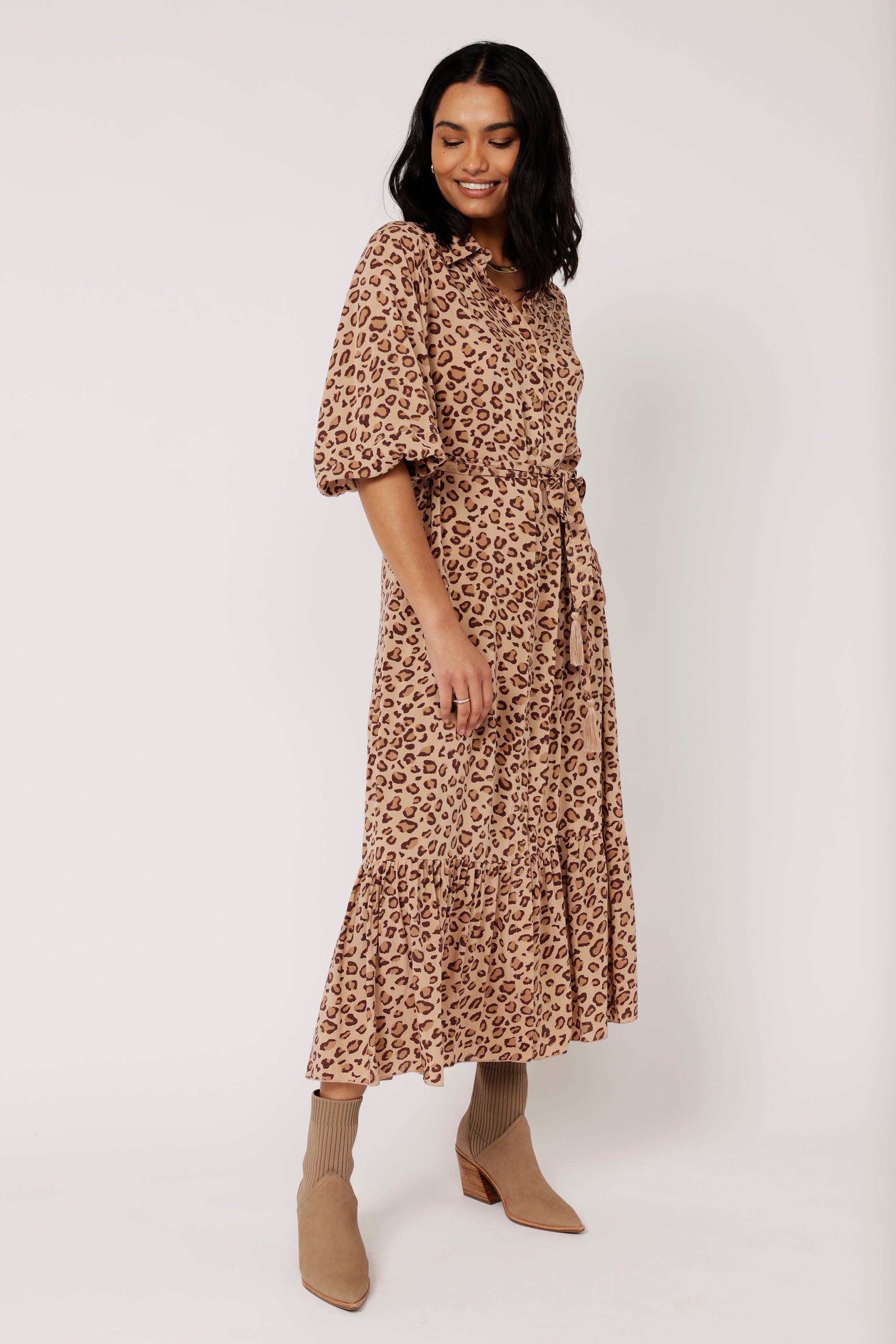 Bentley Shirt Dress MAXI | Leopard - Saffron Road