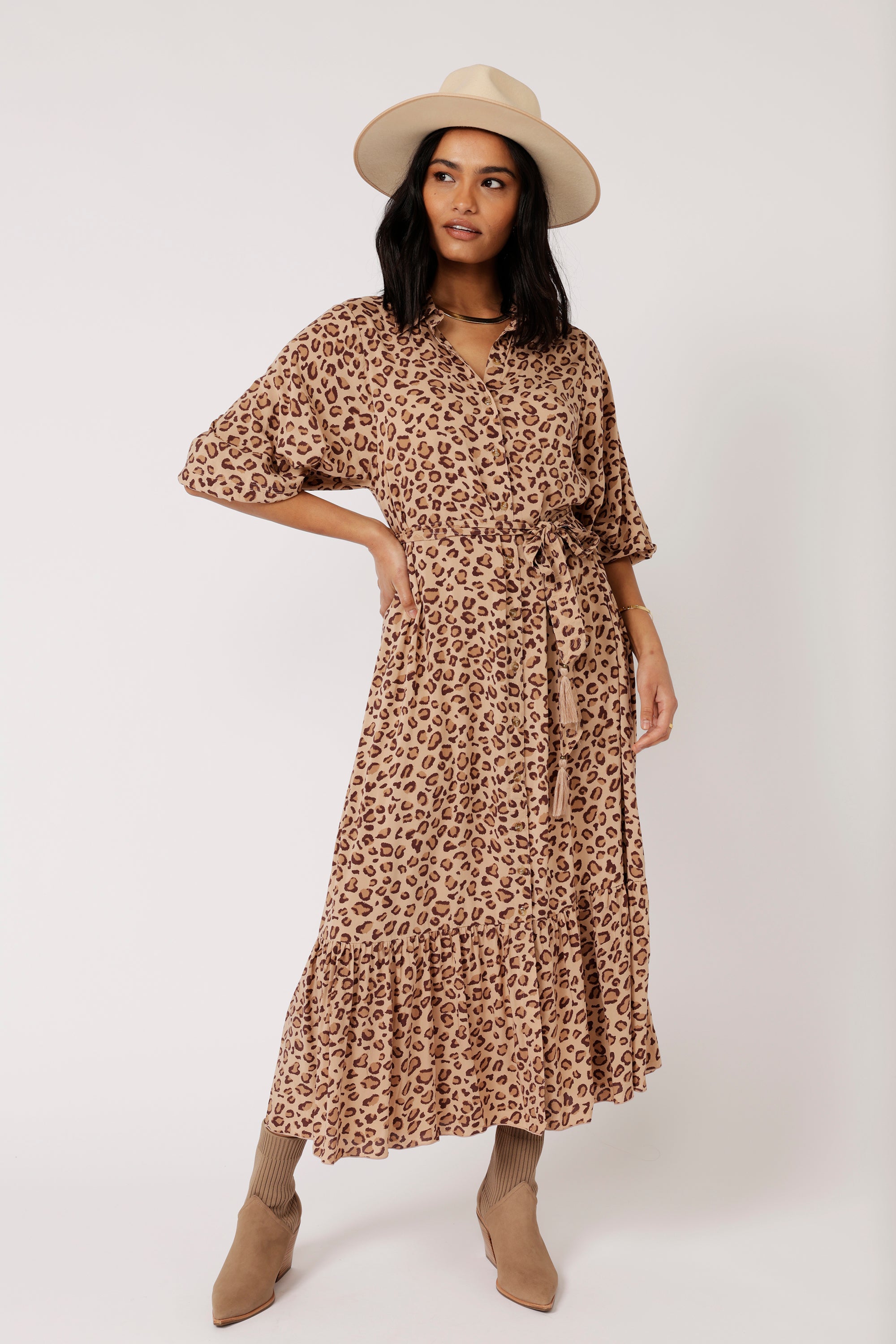 Bentley Shirt Dress MAXI | Leopard - Saffron Road