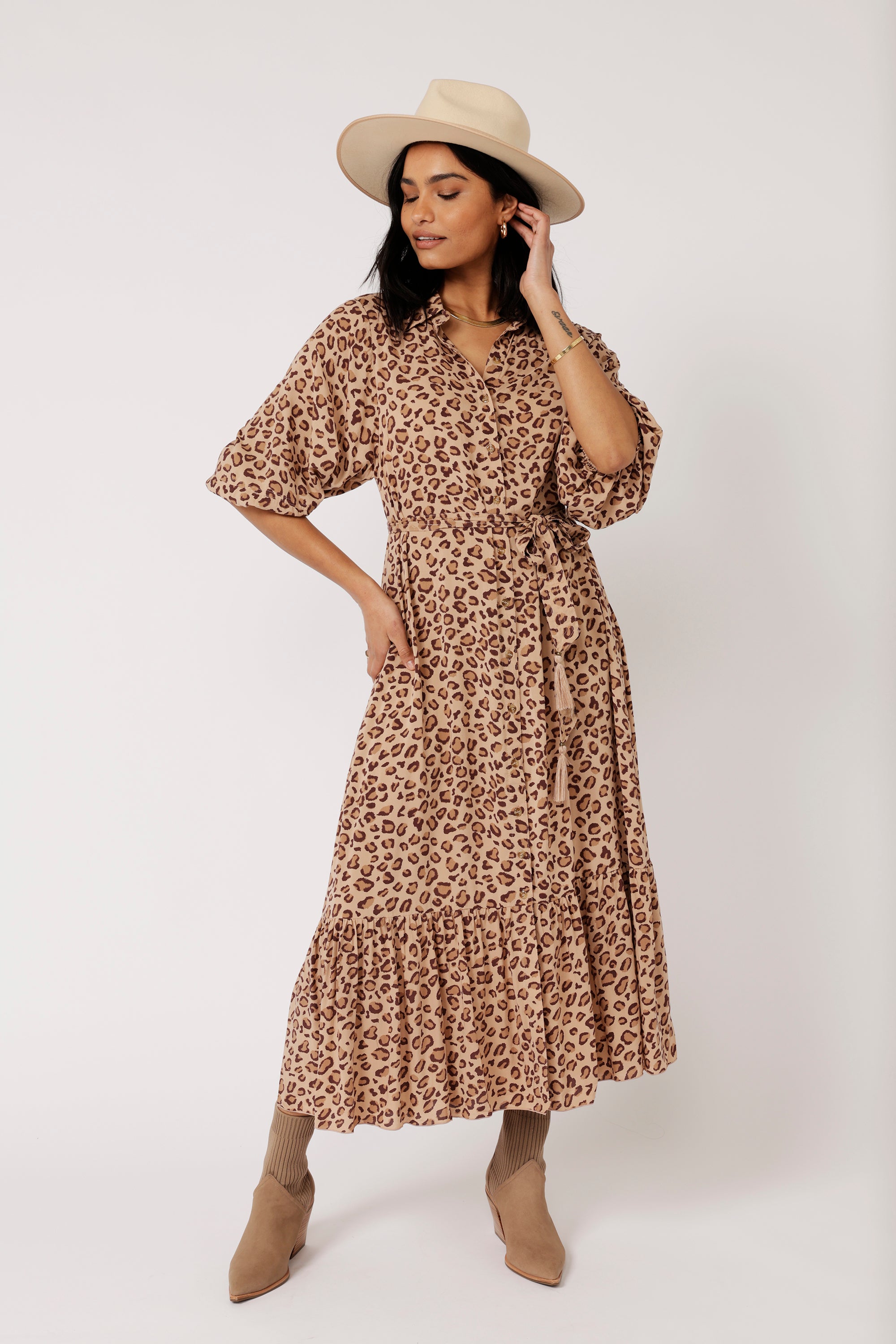 Bentley Shirt Dress MAXI | Leopard - Saffron Road