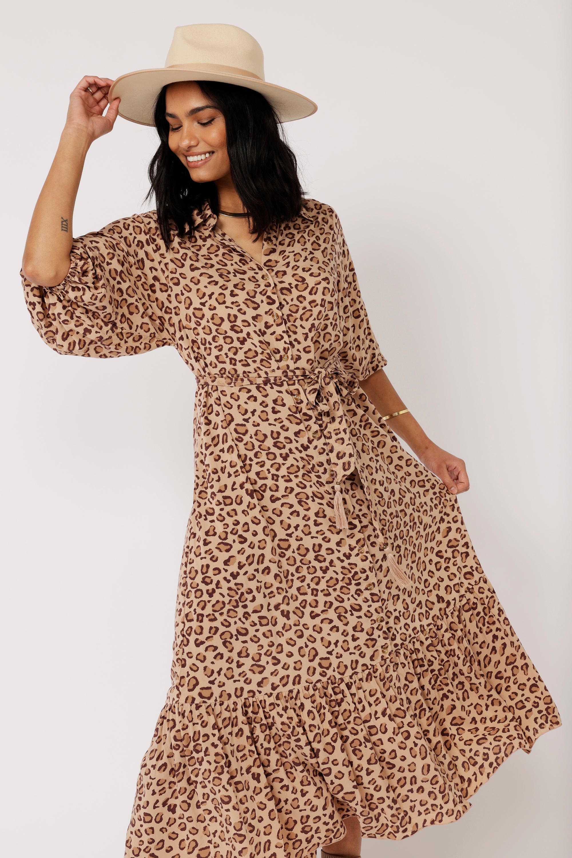 Bentley Shirt Dress MAXI | Leopard - Saffron Road