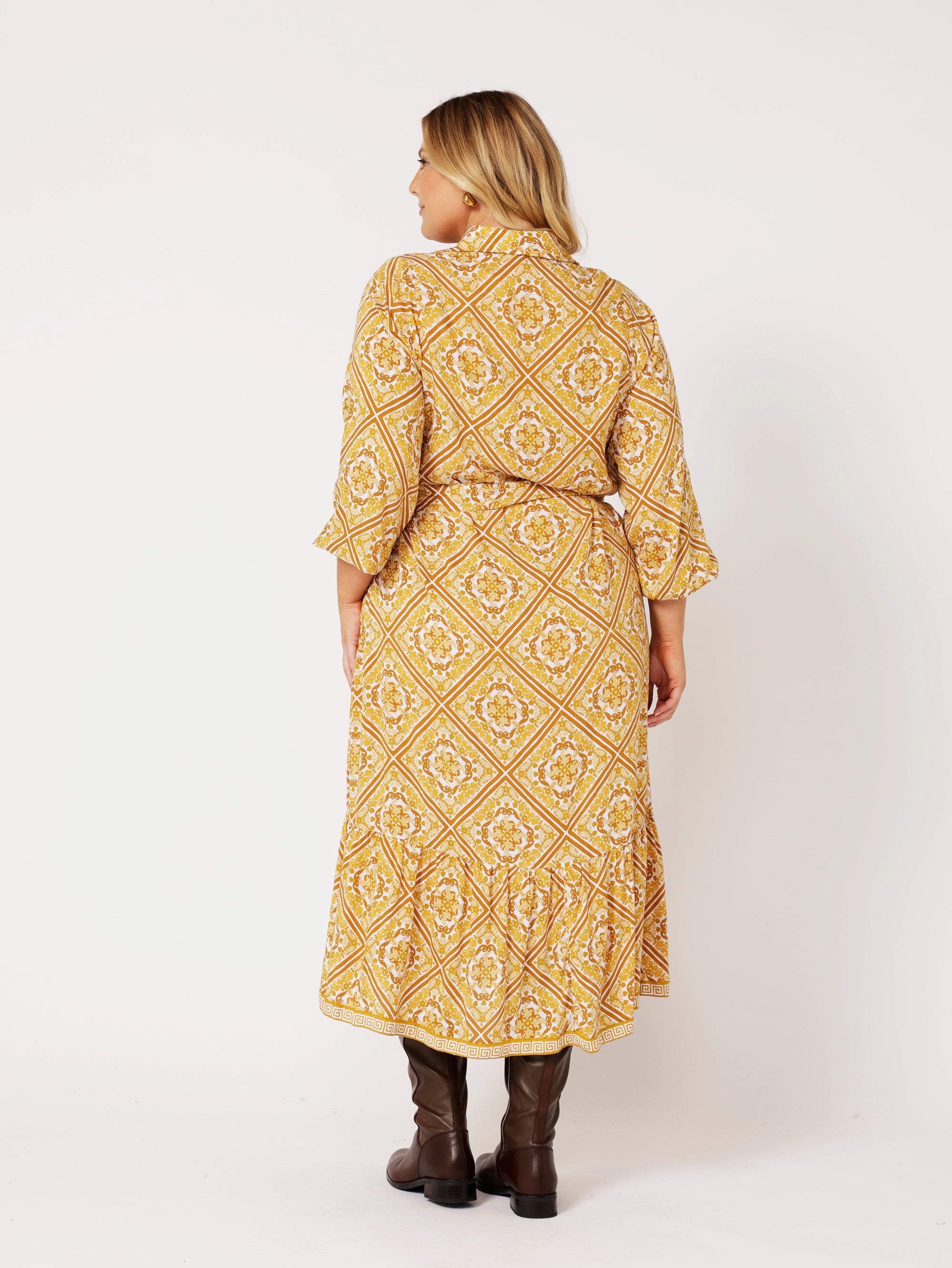Bentley Shirt Dress MAXI | Golden Tile - Saffron Road