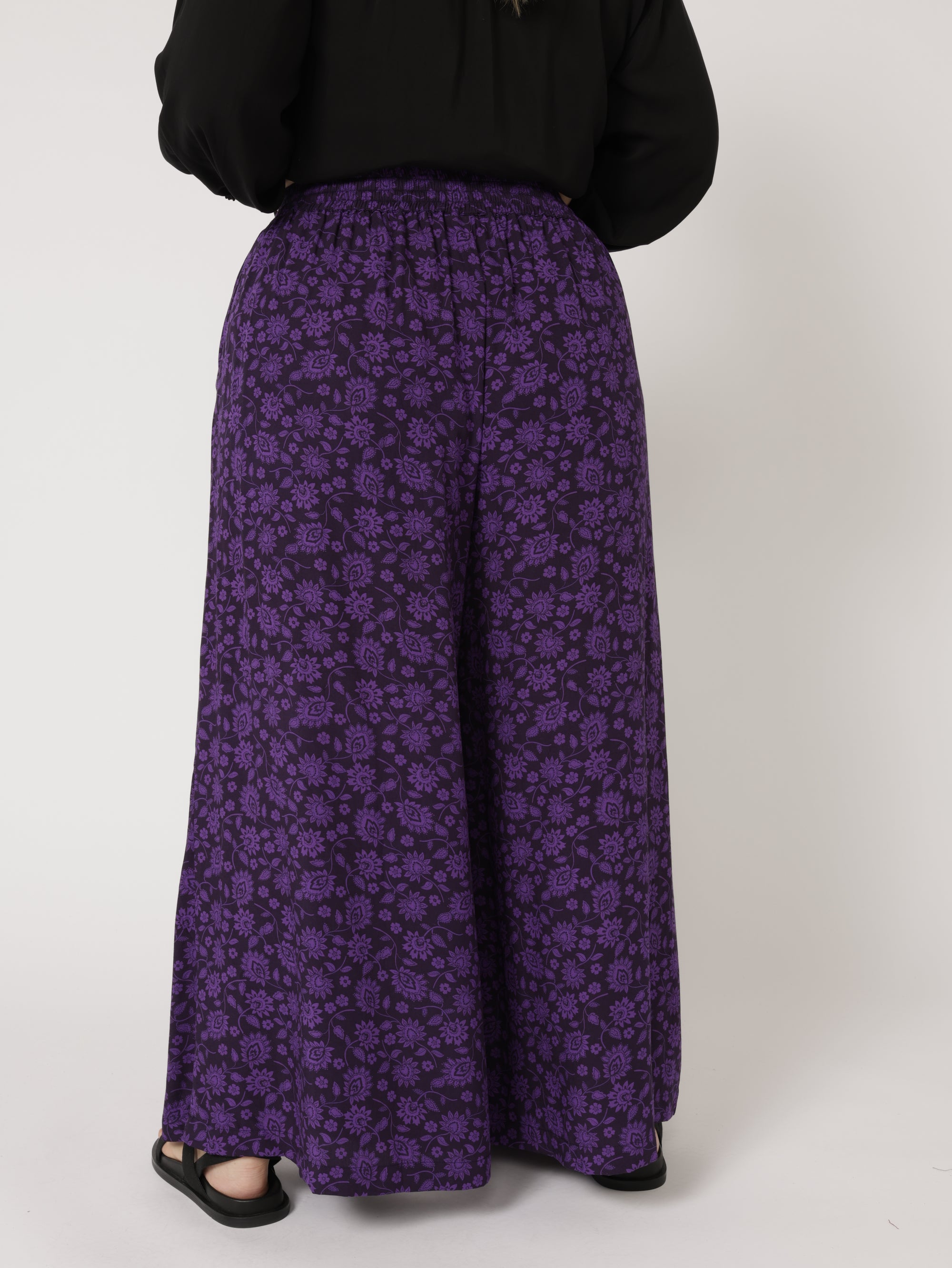 Palazzo Pant | Purple Flower - Saffron Road