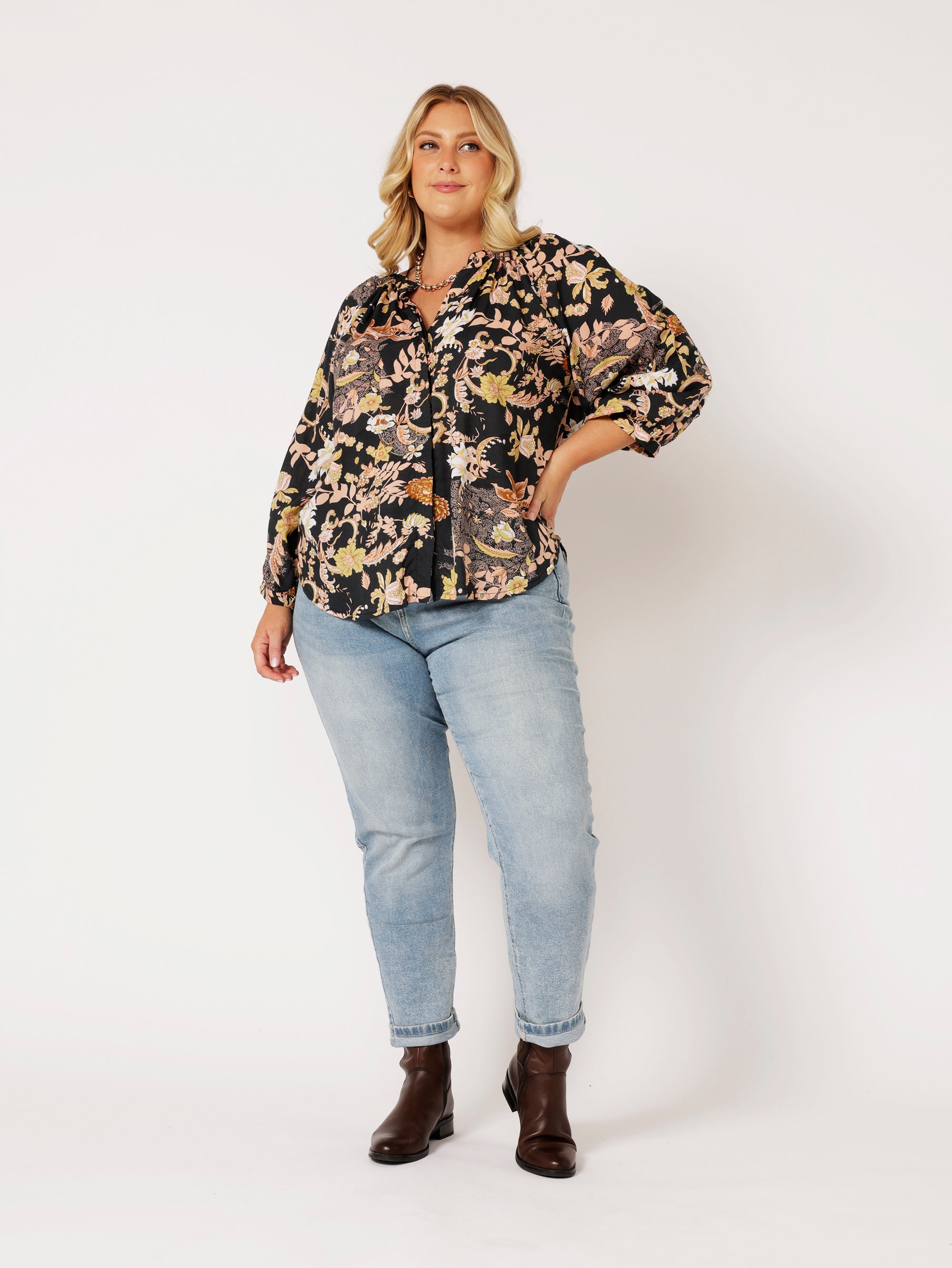 Beatrix Blouse | Midnight Garden - Saffron Road