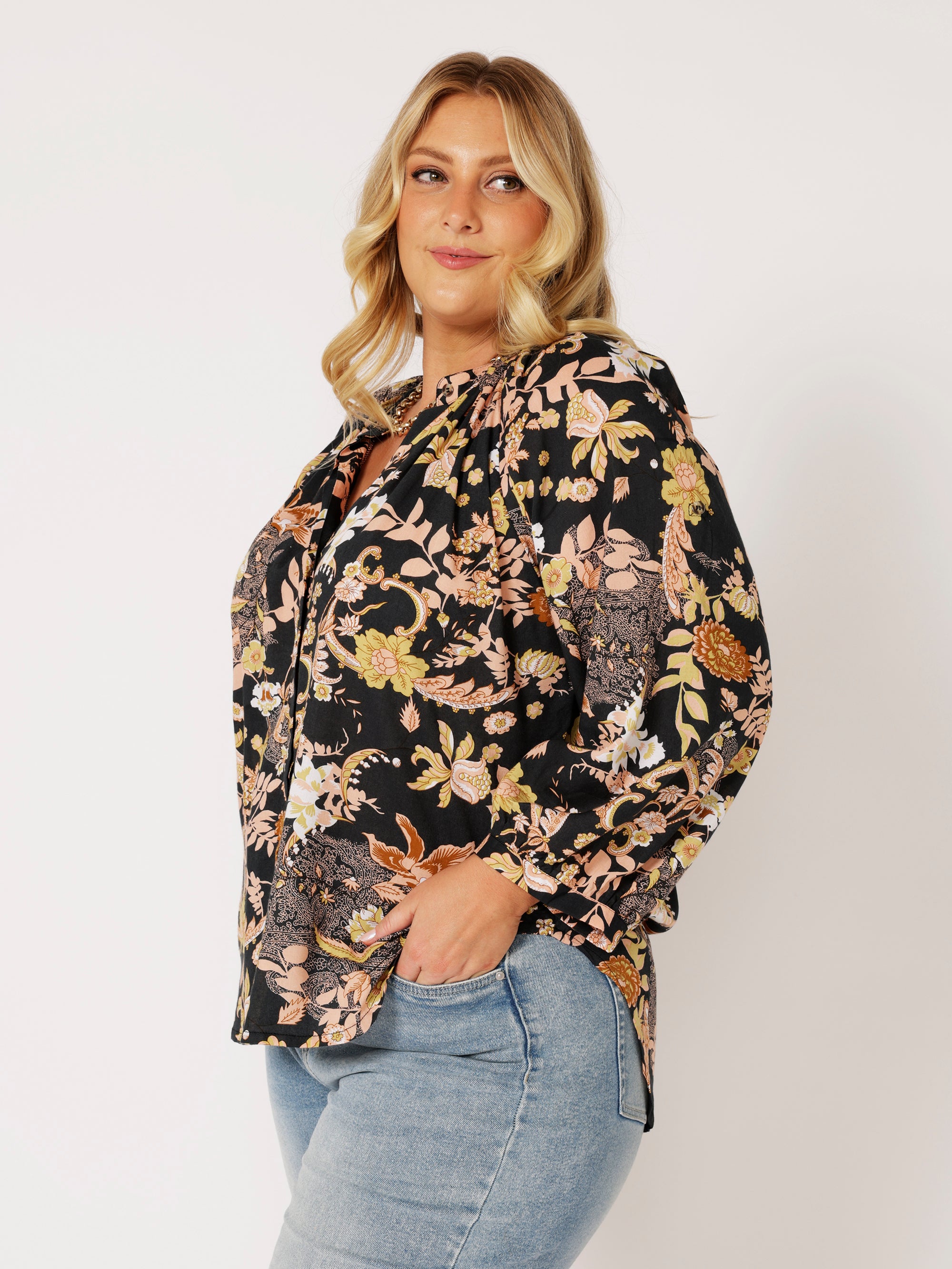 Beatrix Blouse | Midnight Garden - Saffron Road
