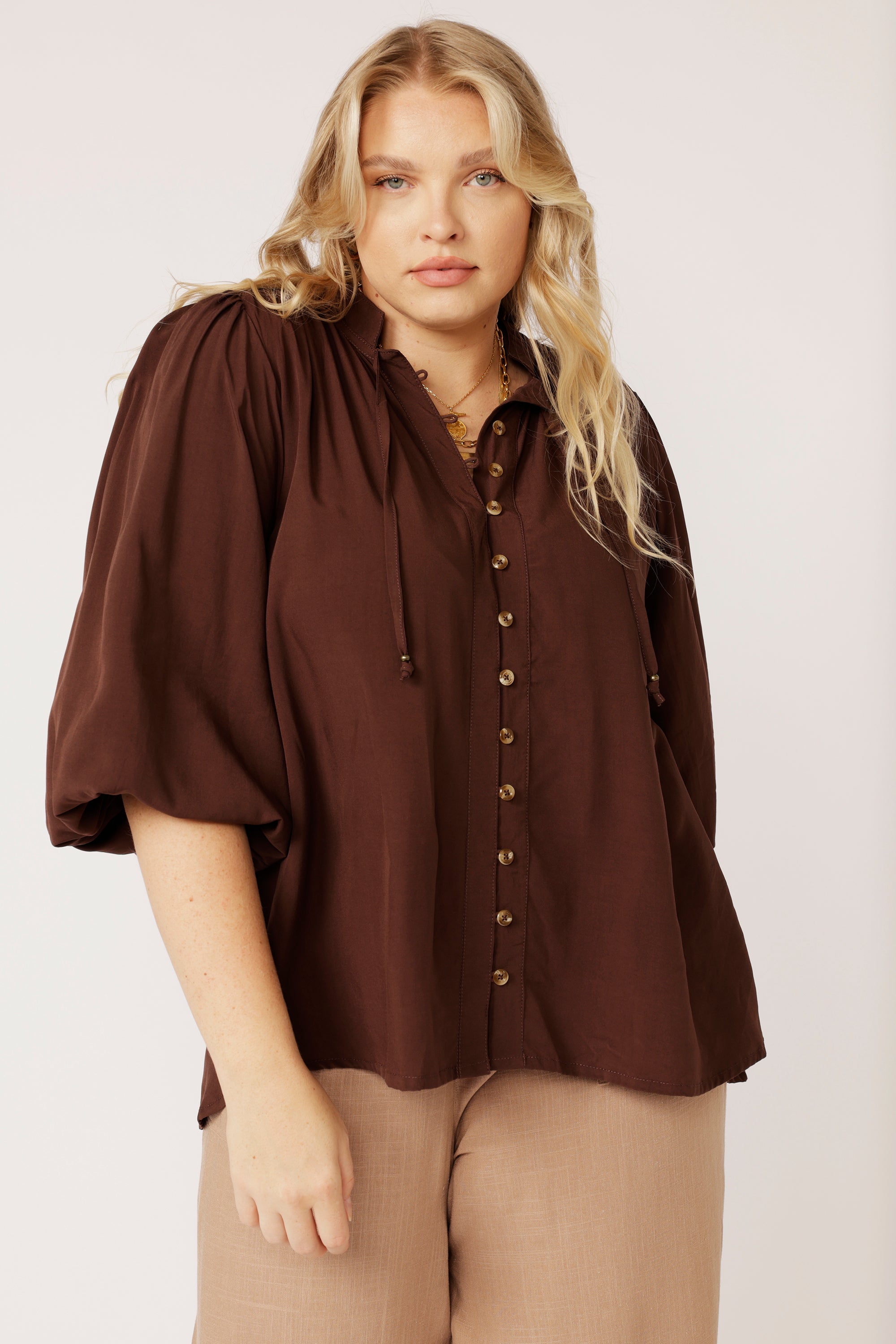 Luna Blouse | Chocolate - Saffron Road