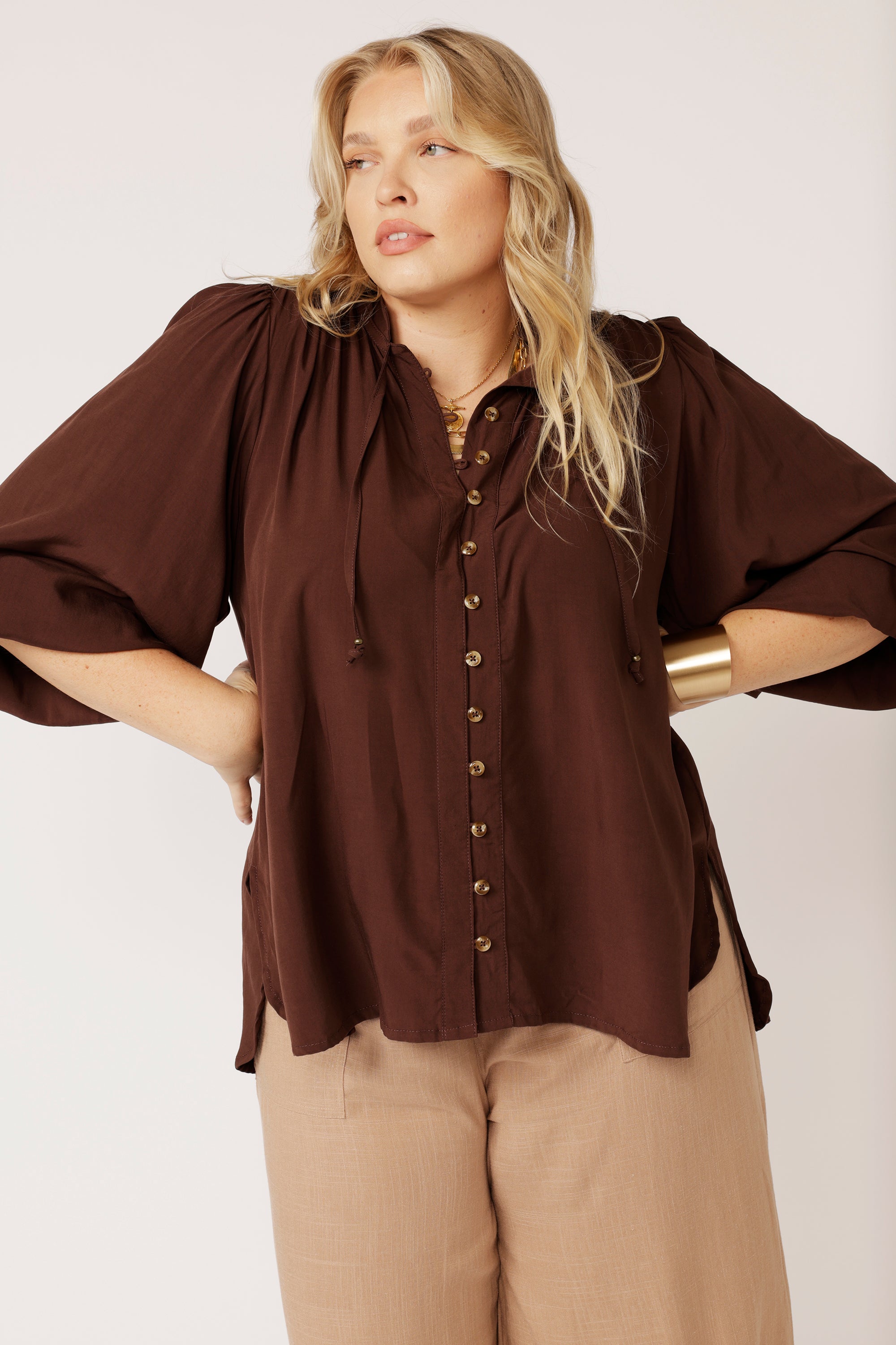 Luna Blouse | Chocolate - Saffron Road