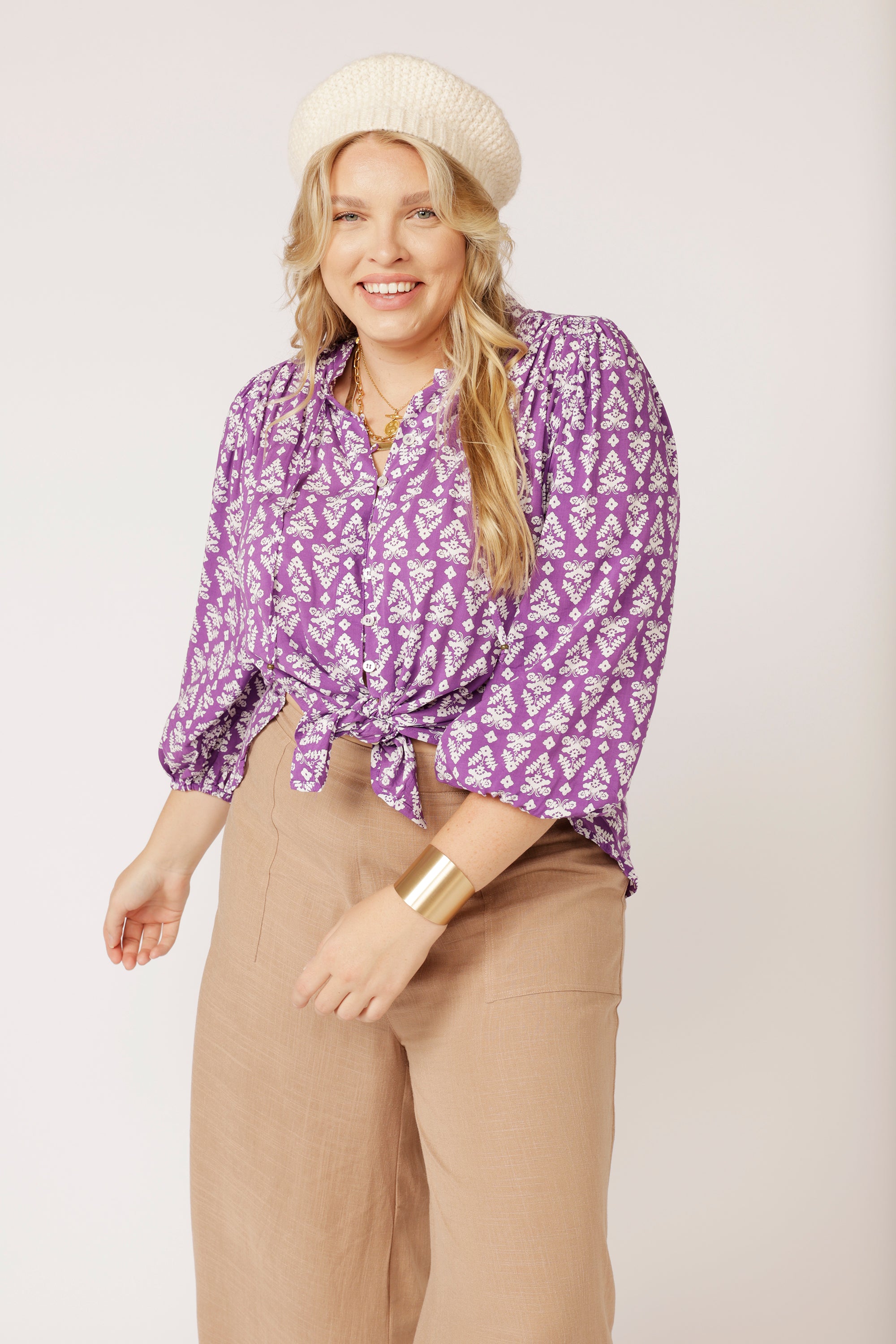 Luna Blouse | Aztec Purple - Saffron Road