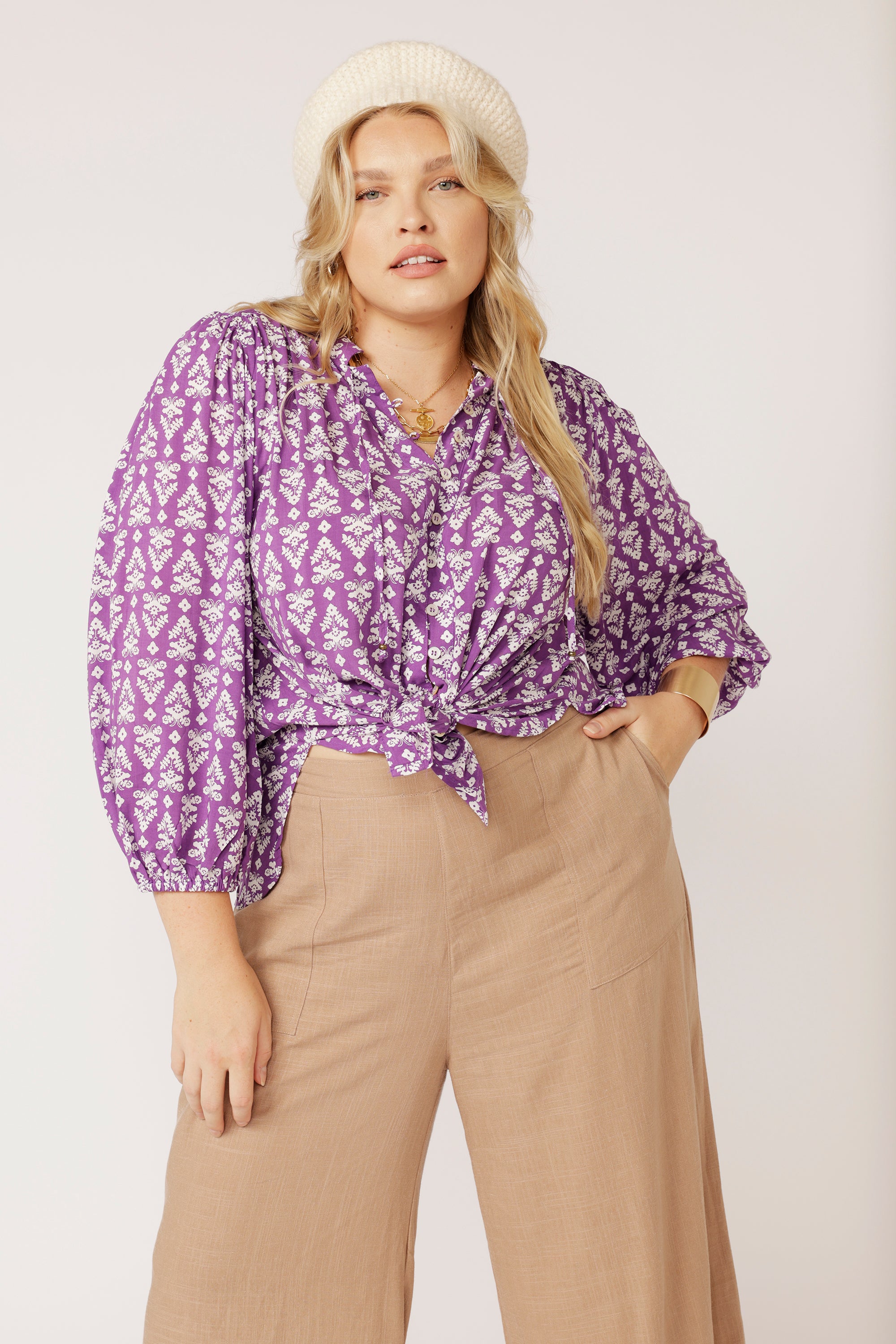 Luna Blouse | Aztec Purple - Saffron Road