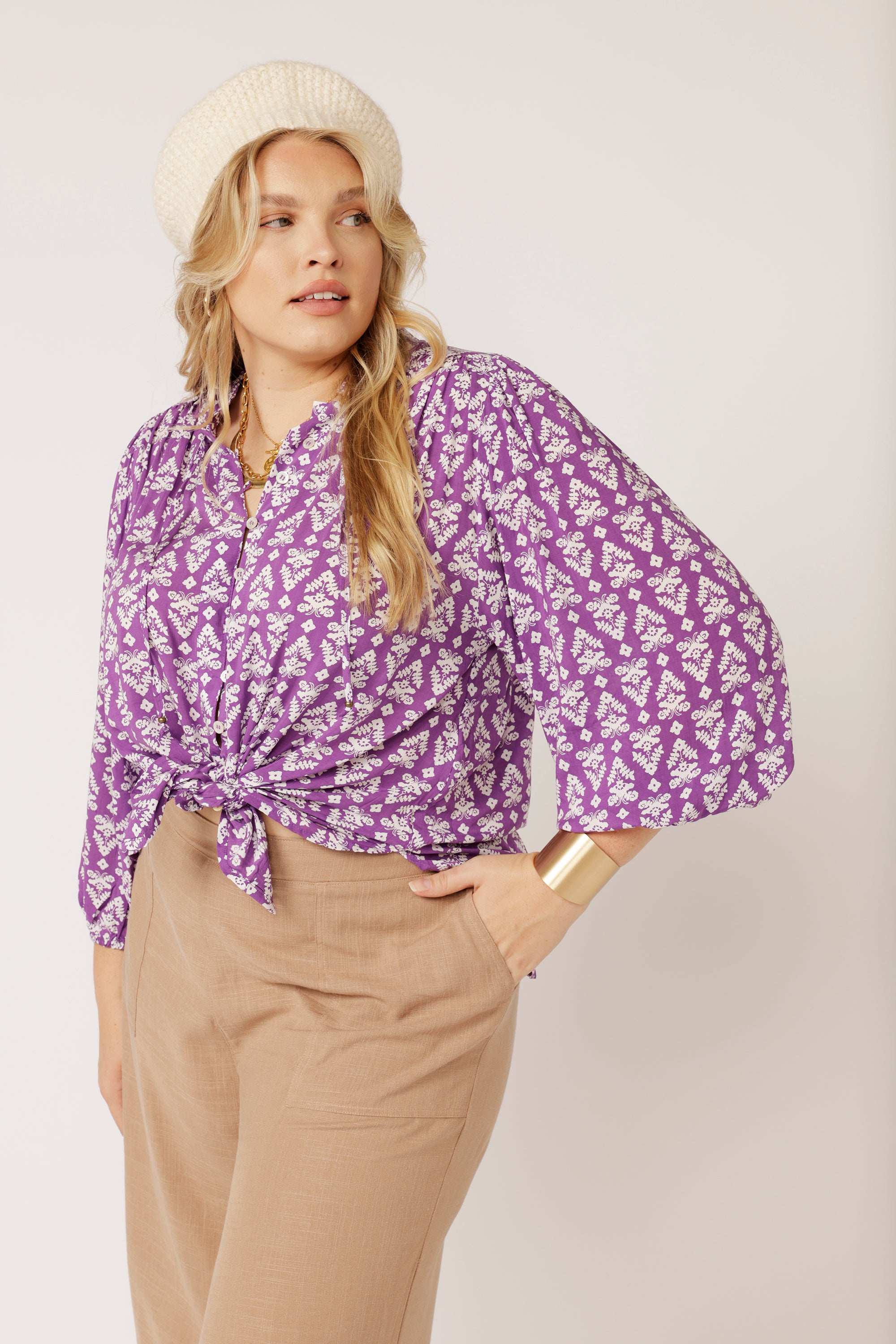 Luna Blouse | Aztec Purple - Saffron Road