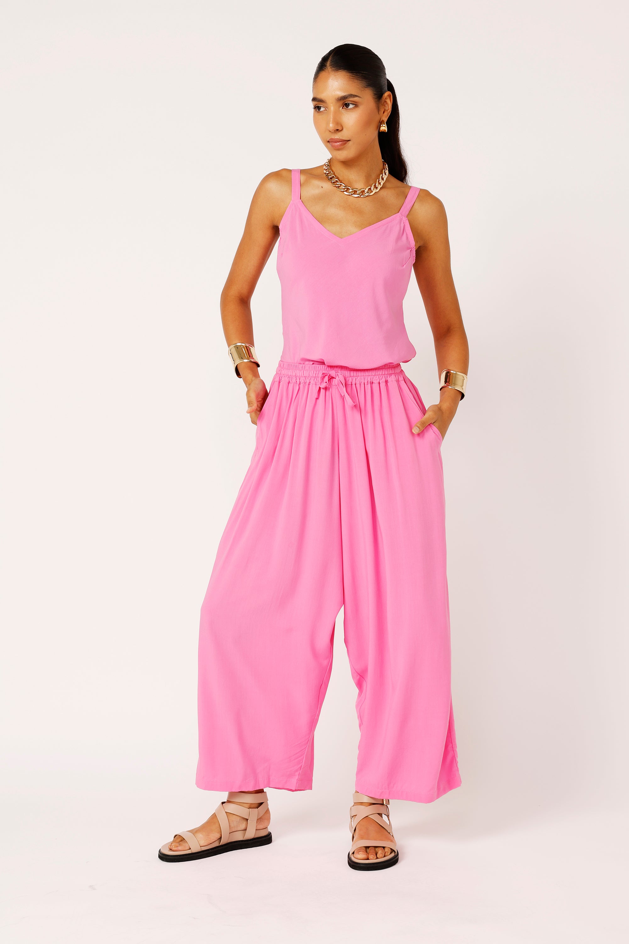 Saffron Road Slip Top Pink Flamingo