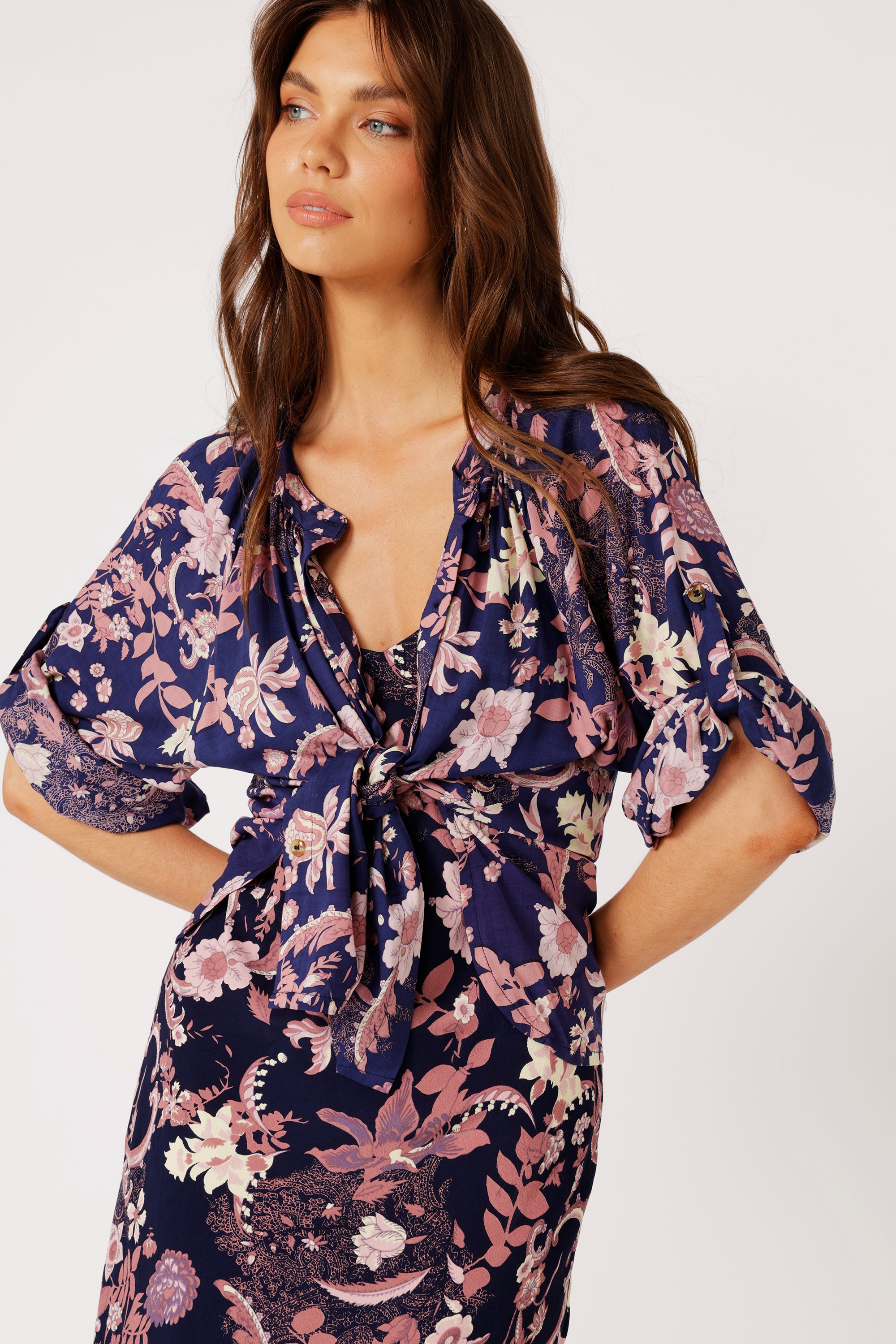 Beatrix Blouse | Midnight Garden Purple - Saffron Road
