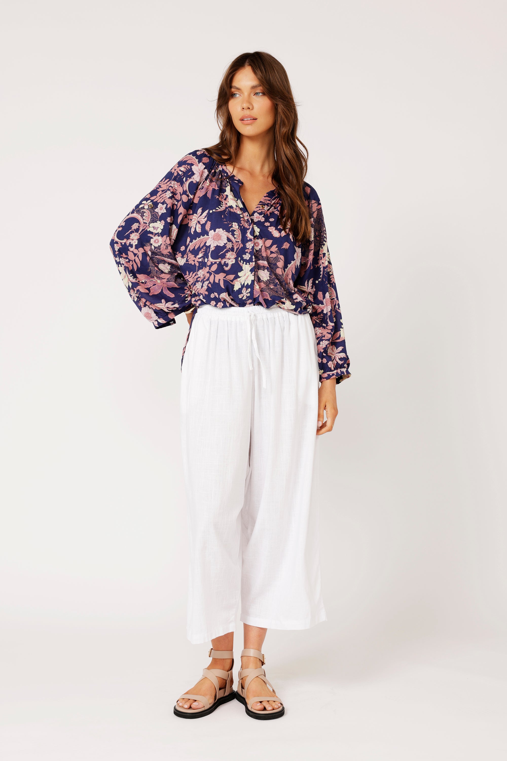 Beatrix Blouse | Midnight Garden Purple - Saffron Road