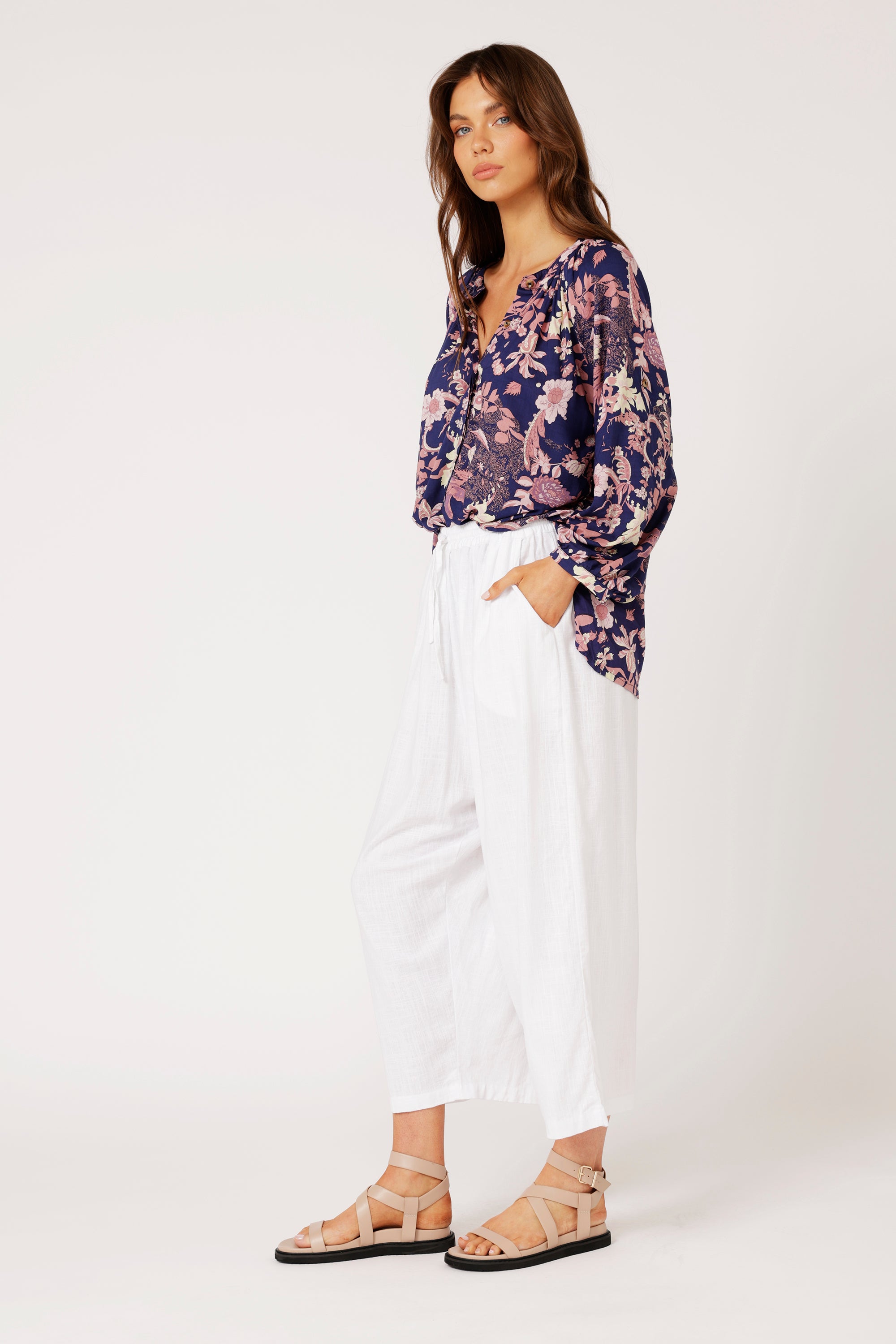 Beatrix Blouse | Midnight Garden Purple - Saffron Road