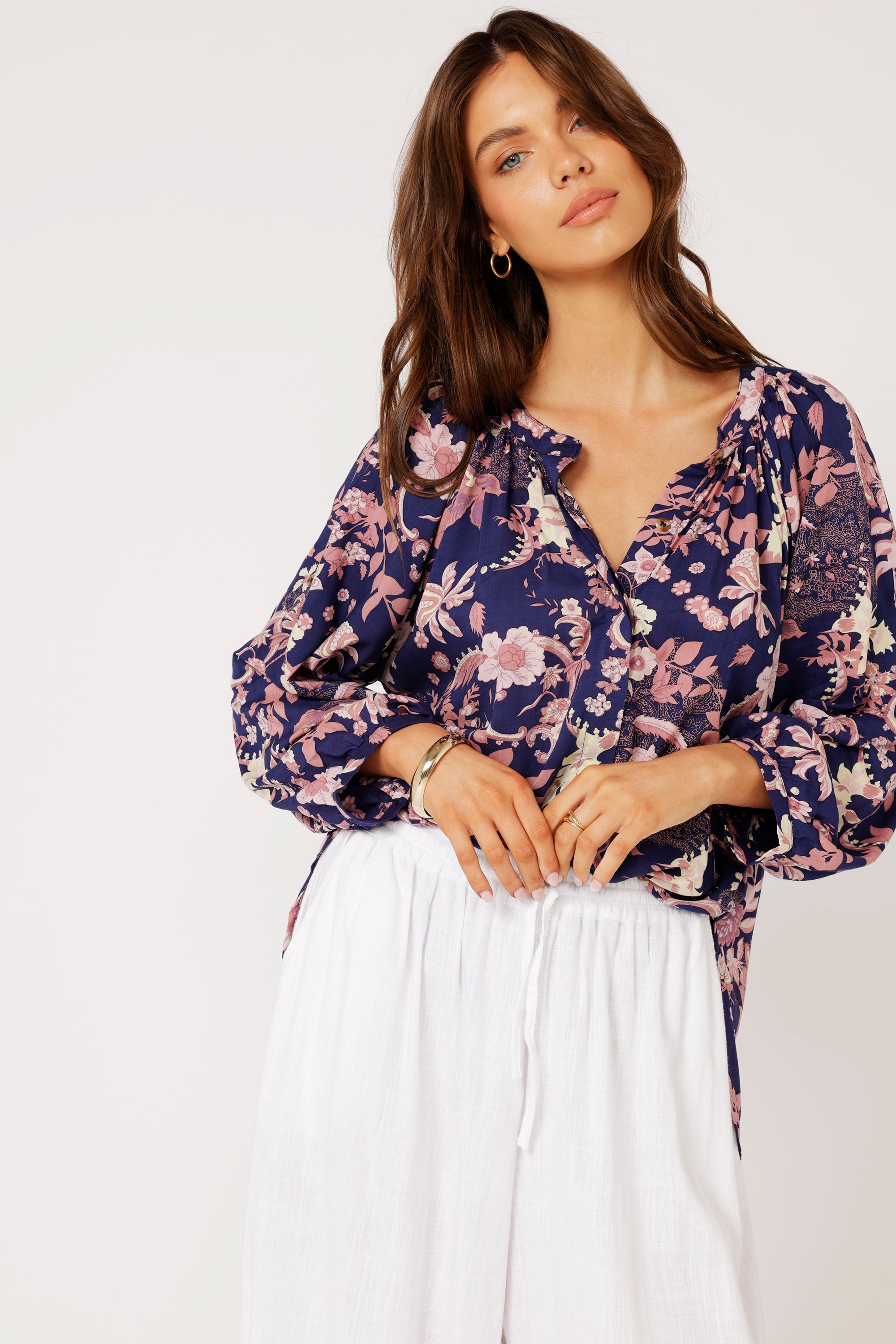 Beatrix Blouse | Midnight Garden Purple - Saffron Road