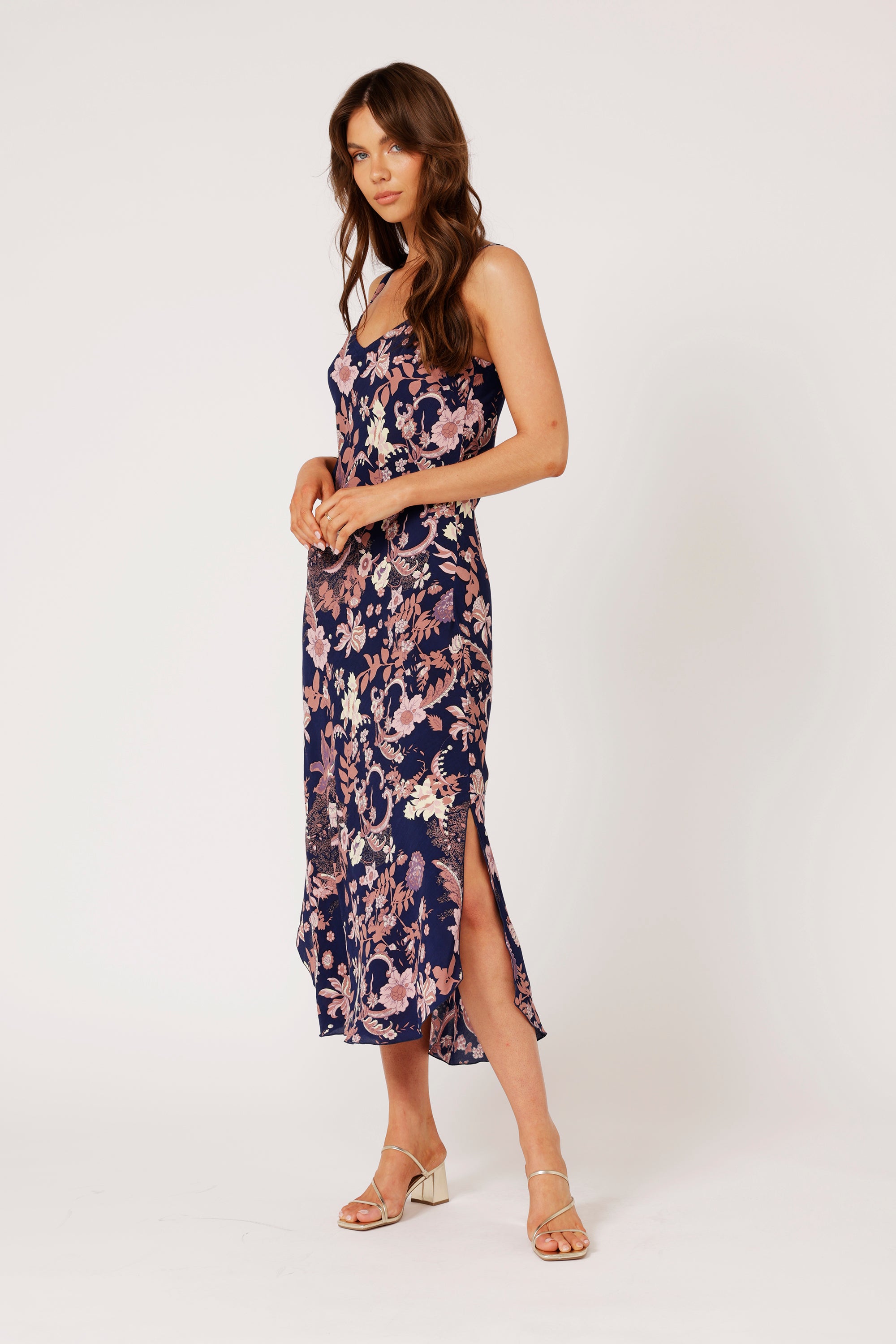 Slip Dress MAXI | Midnight Garden Purple - Saffron Road