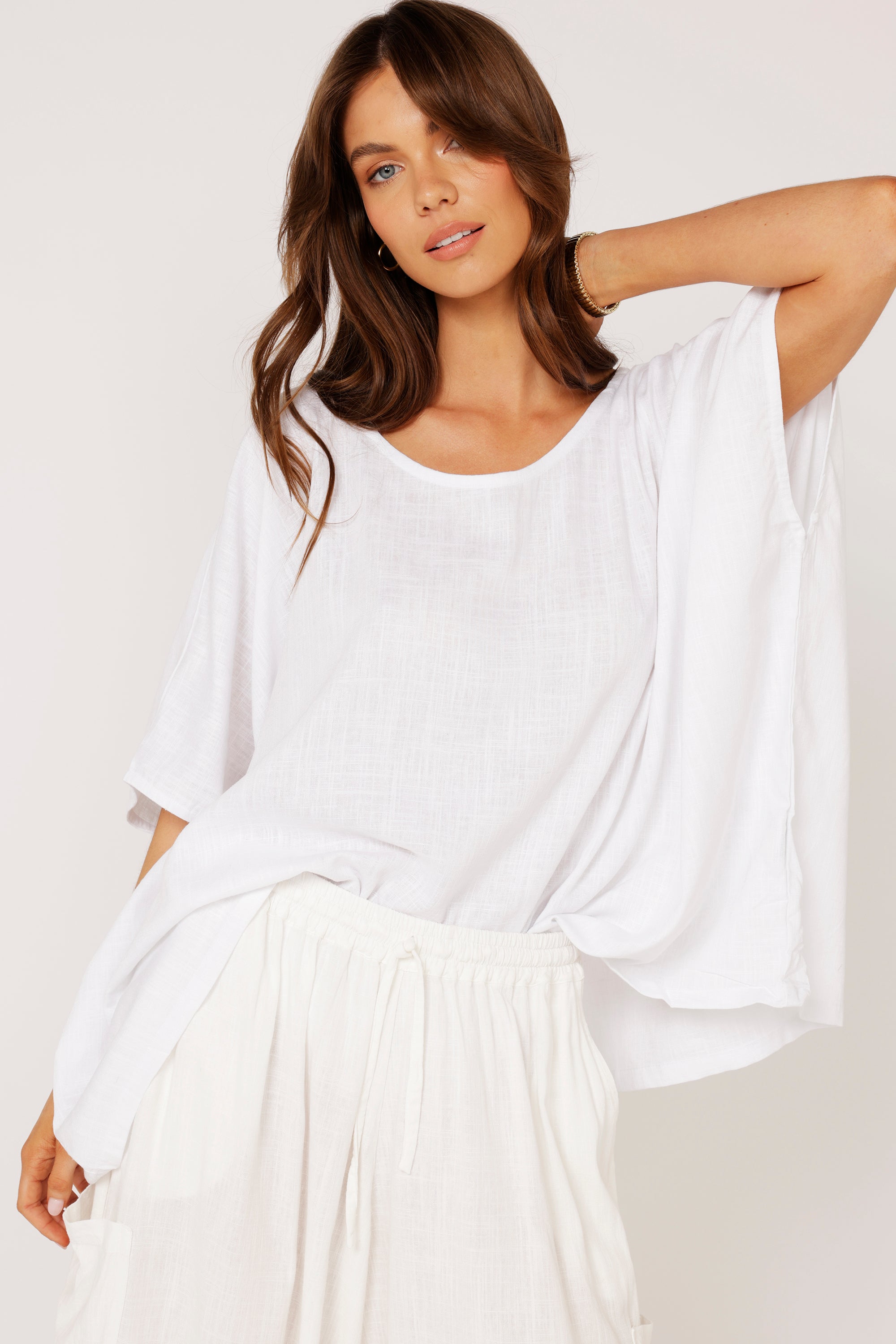 The Nat Top | White | Viscose Linen - Saffron Road