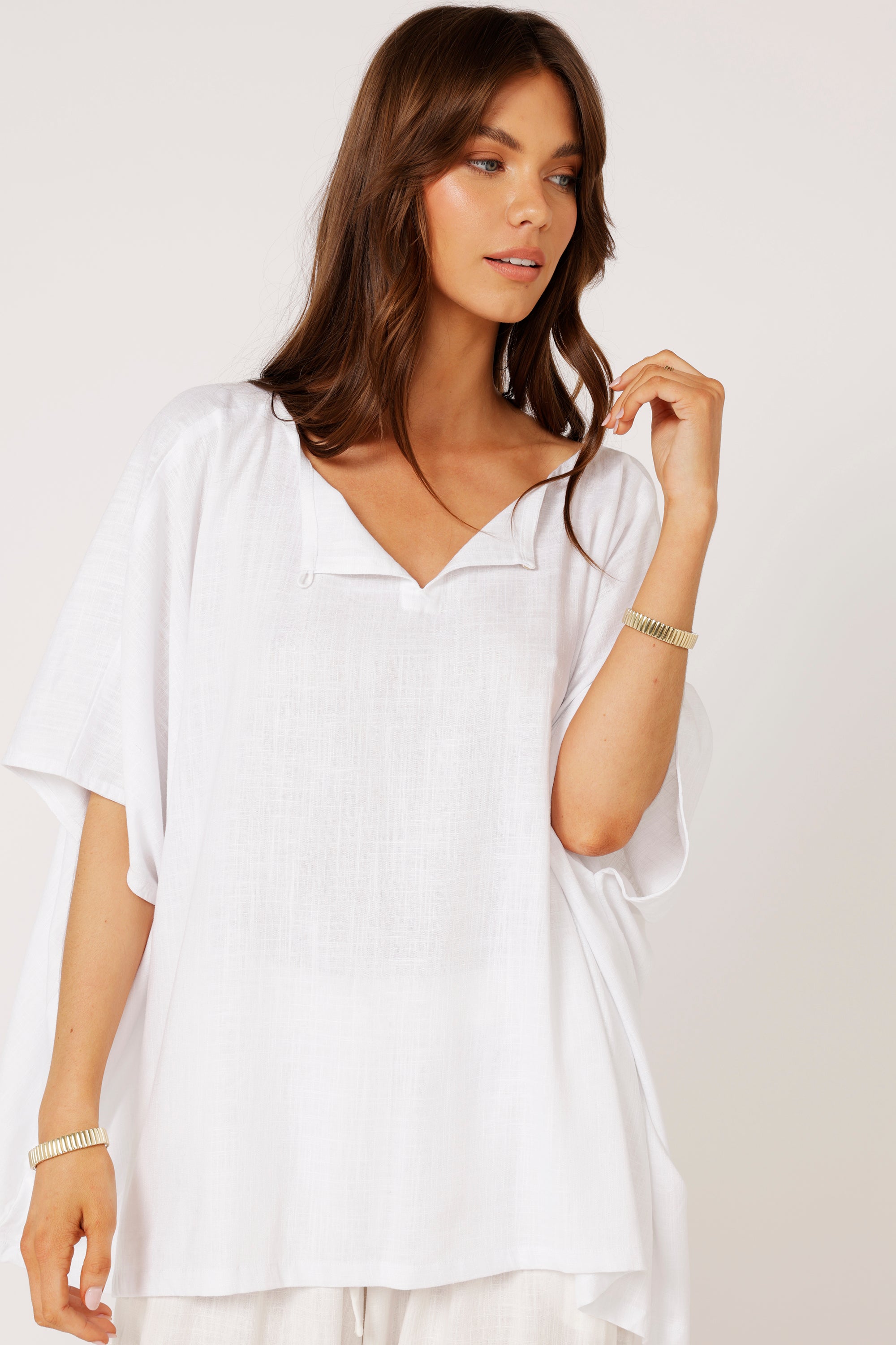 The Nat Top | White | Viscose Linen - Saffron Road