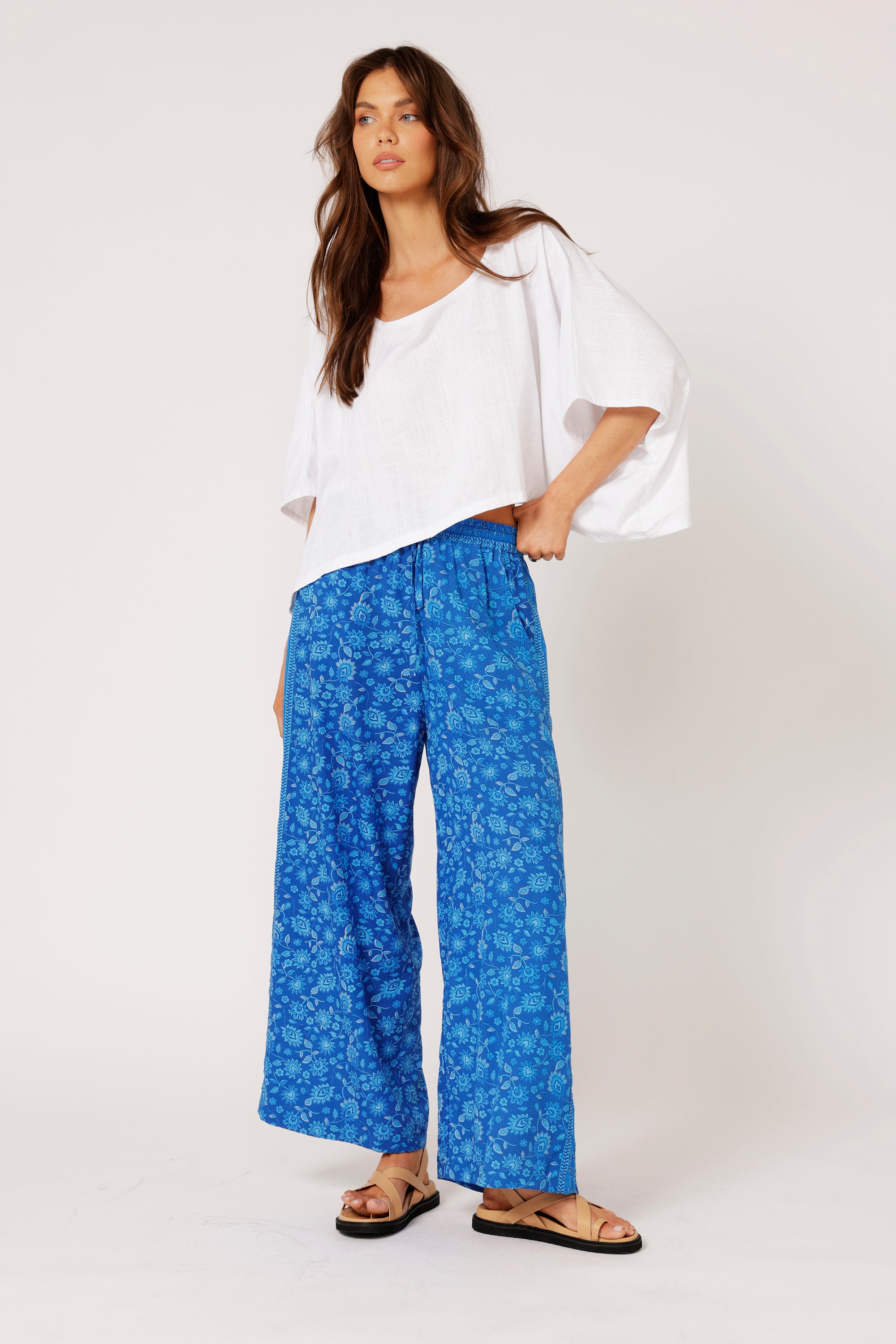 The Nat Top (Cropped) | White Linen - Saffron Road