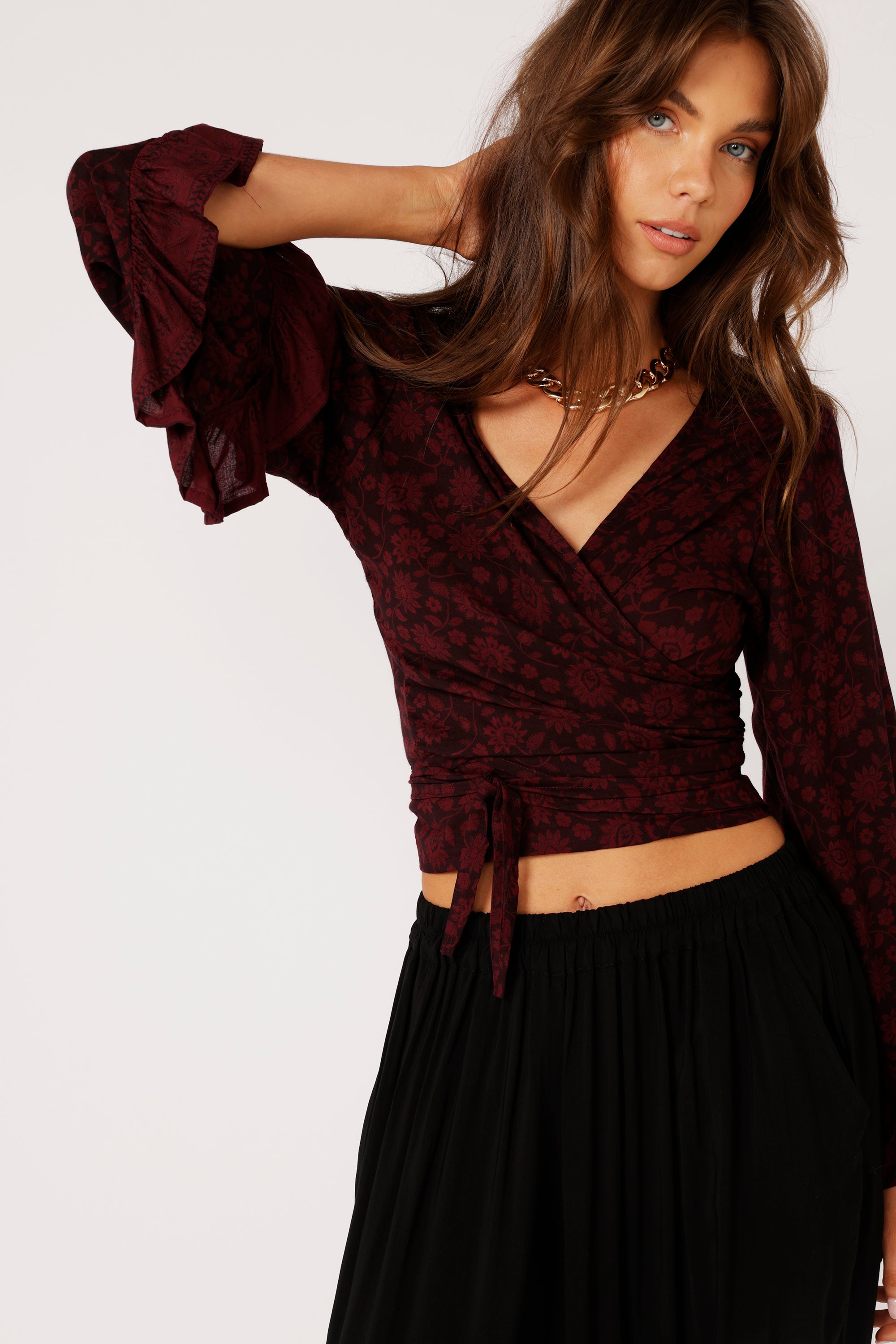 Wrap Me Up Top | Plum Flower - Saffron Road