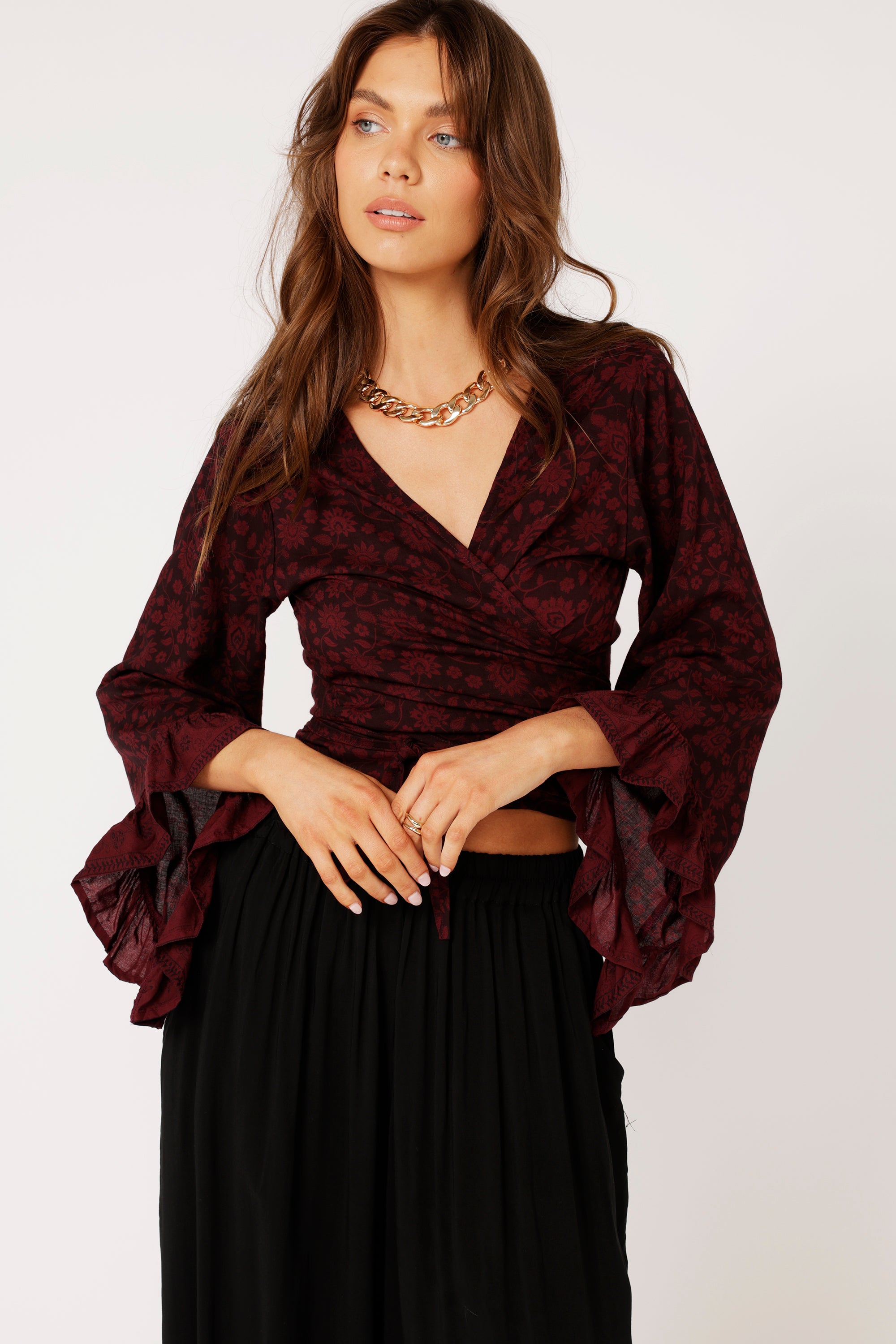 Wrap Me Up Top | Plum Flower - Saffron Road