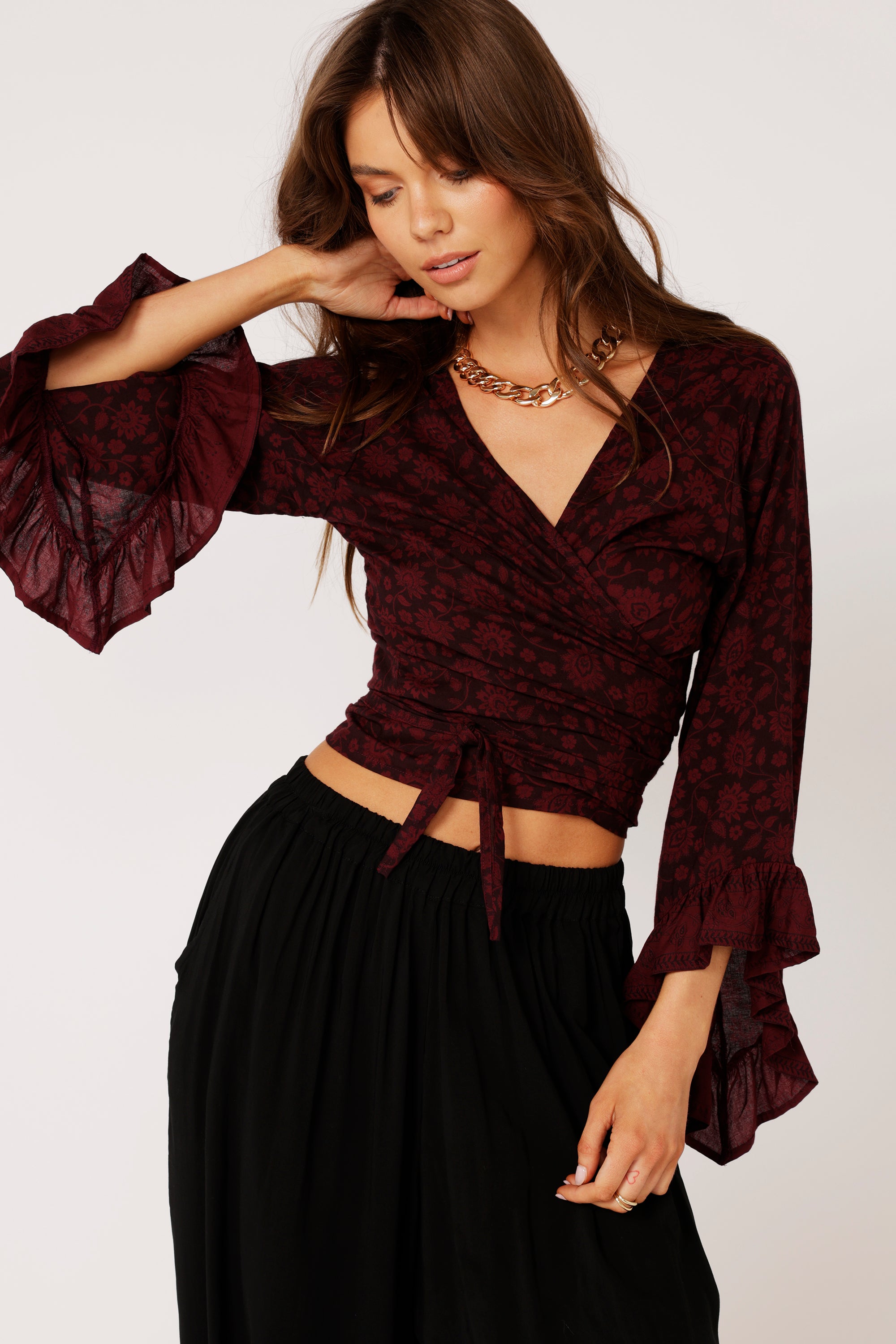 Wrap Me Up Top | Plum Flower - Saffron Road
