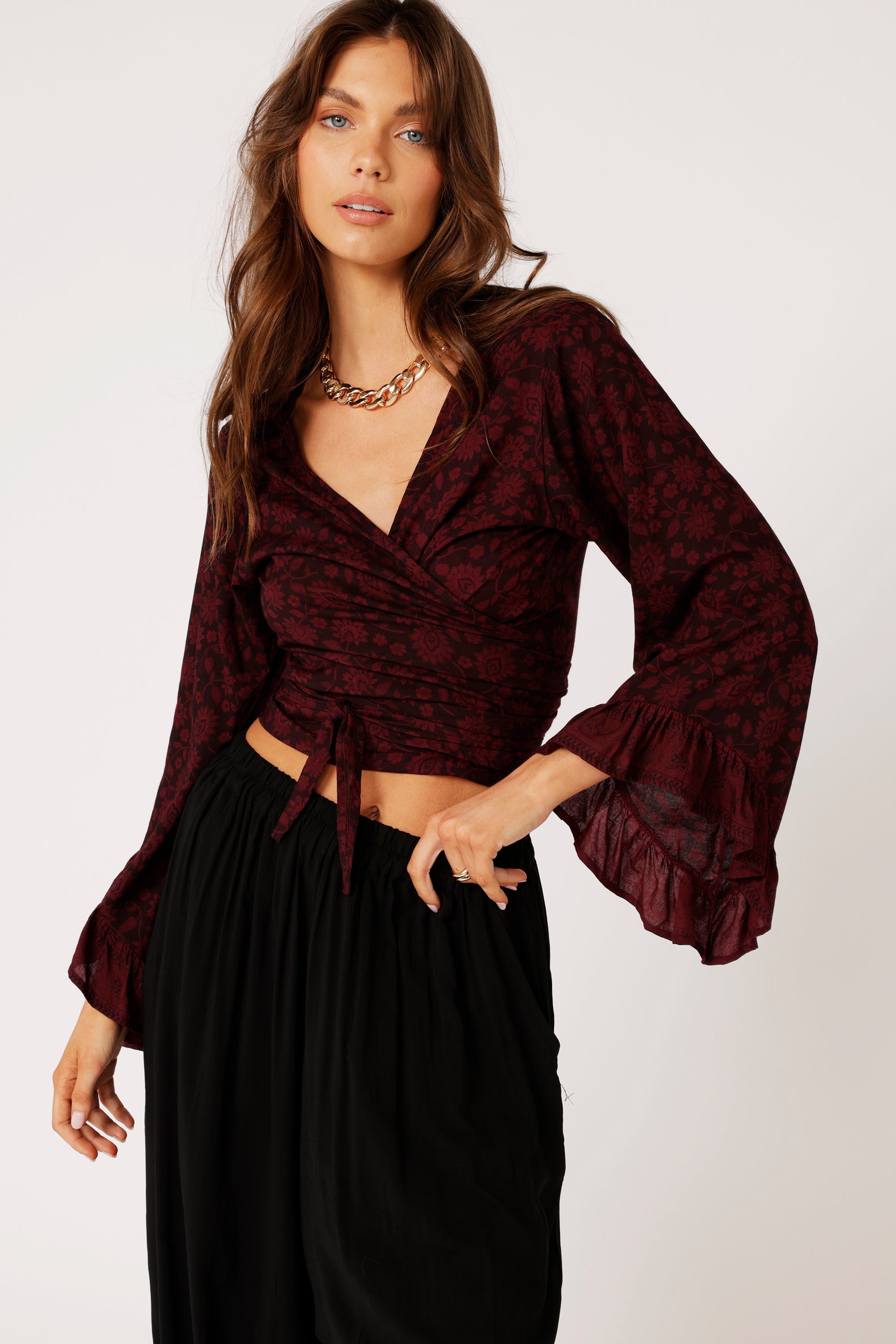 Wrap Me Up Top | Plum Flower - Saffron Road