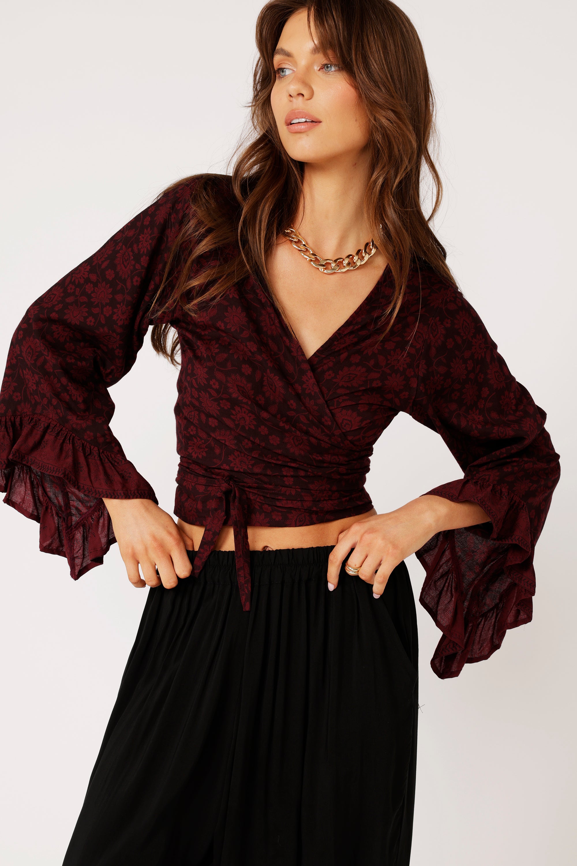 Wrap Me Up Top | Plum Flower - Saffron Road