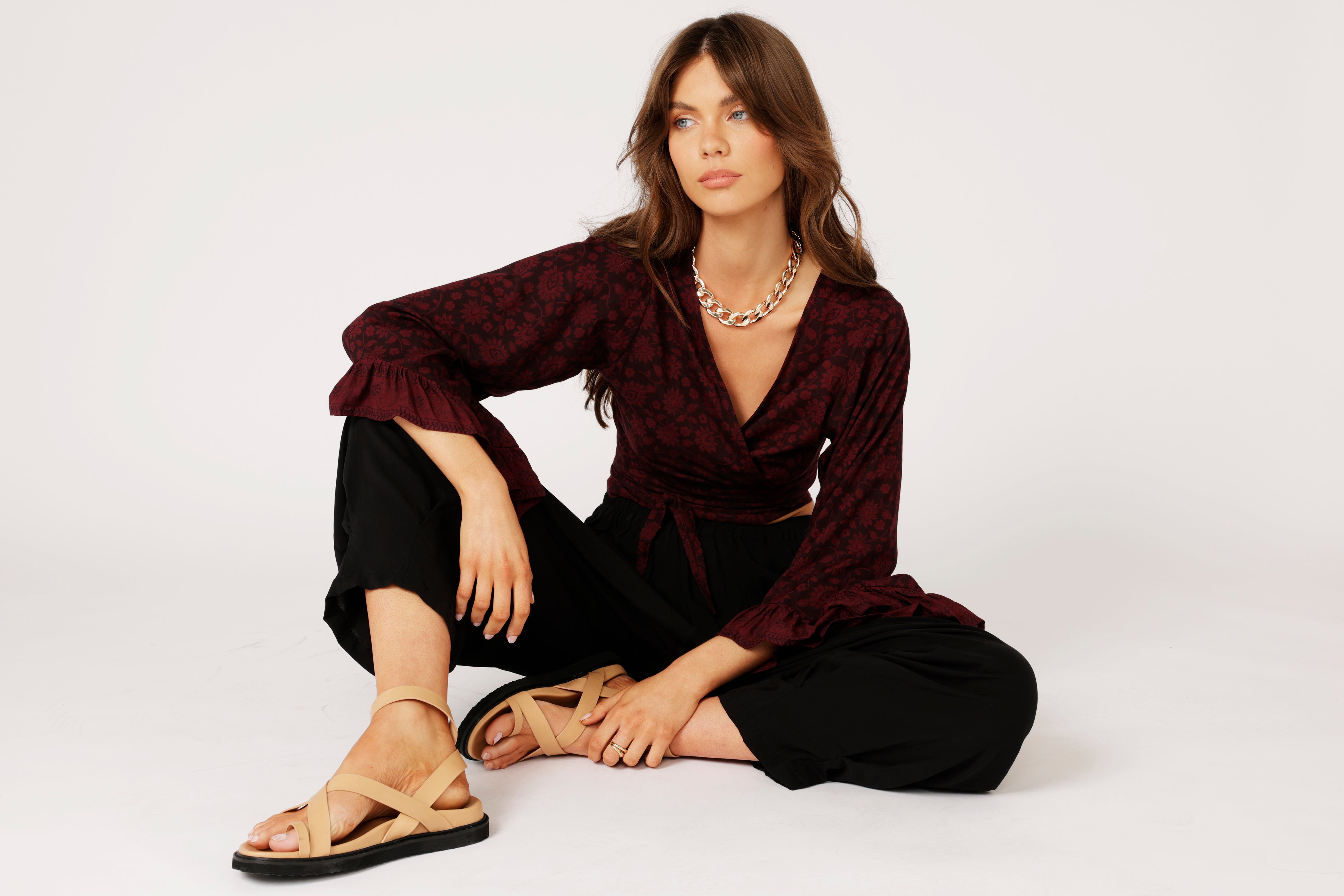 Wrap Me Up Top | Plum Flower - Saffron Road