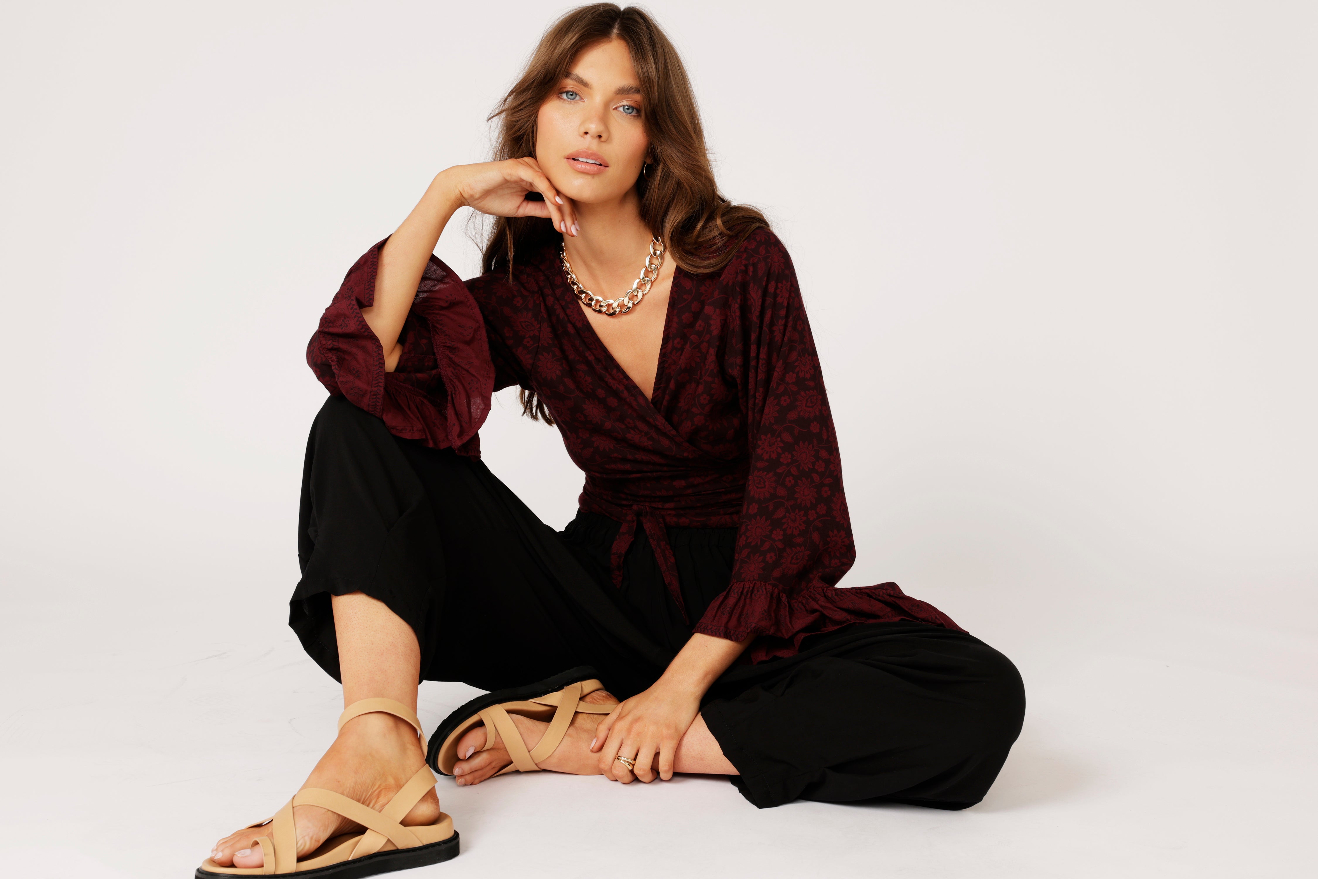 Wrap Me Up Top | Plum Flower - Saffron Road