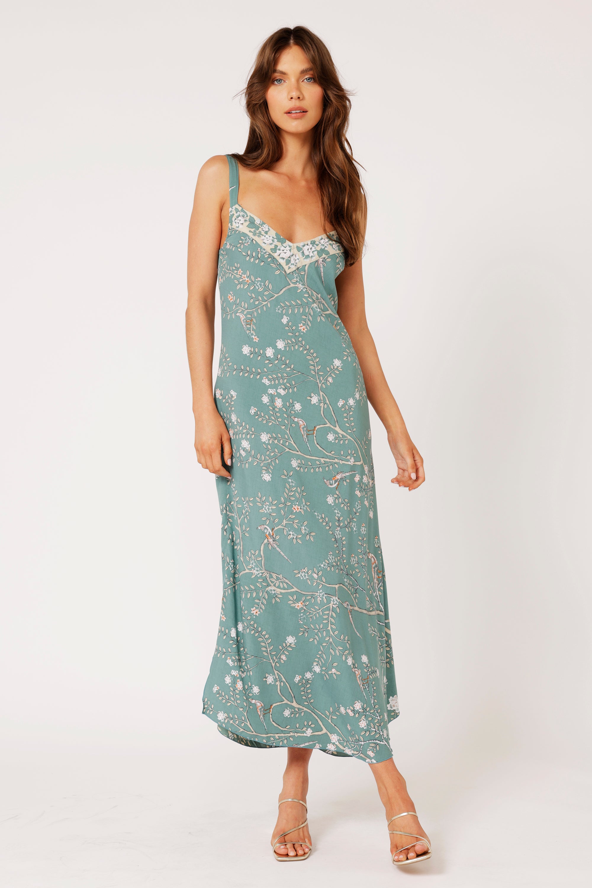 Slip Dress SUPER MAXI | Lovebird Sage - Saffron Road