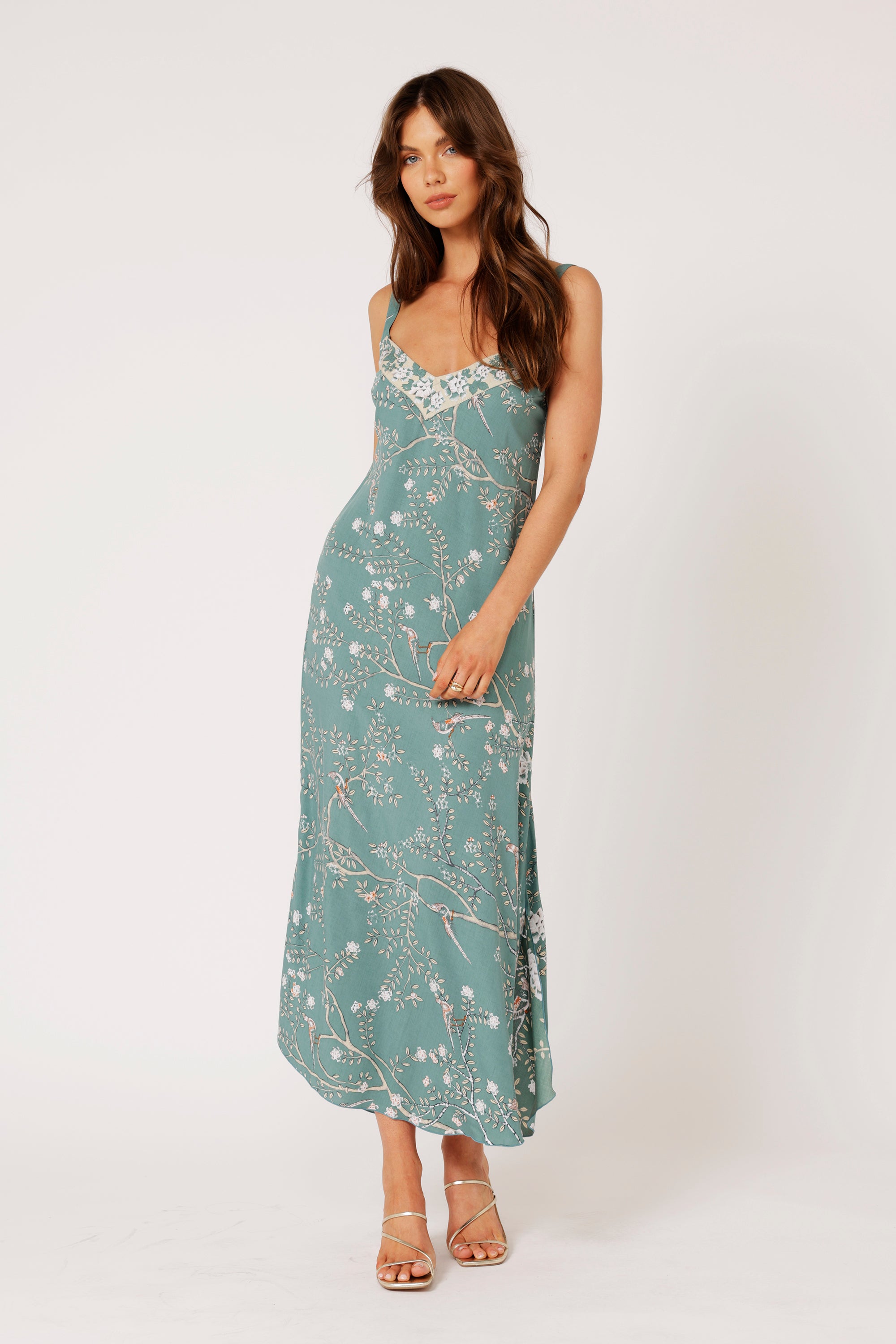 Slip Dress SUPER MAXI | Lovebird Sage - Saffron Road