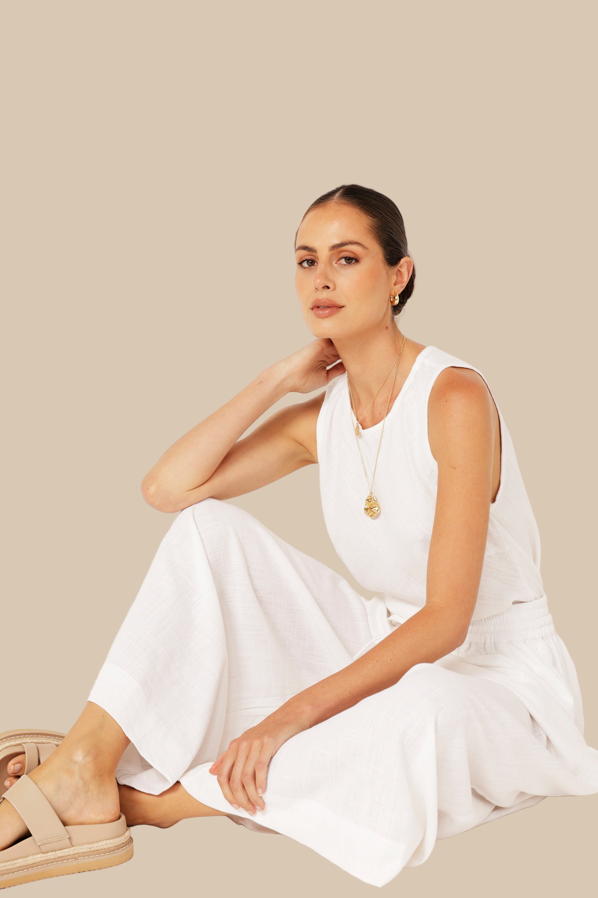 Palazzo Pant | Off White | Linen Viscose - Saffron Road