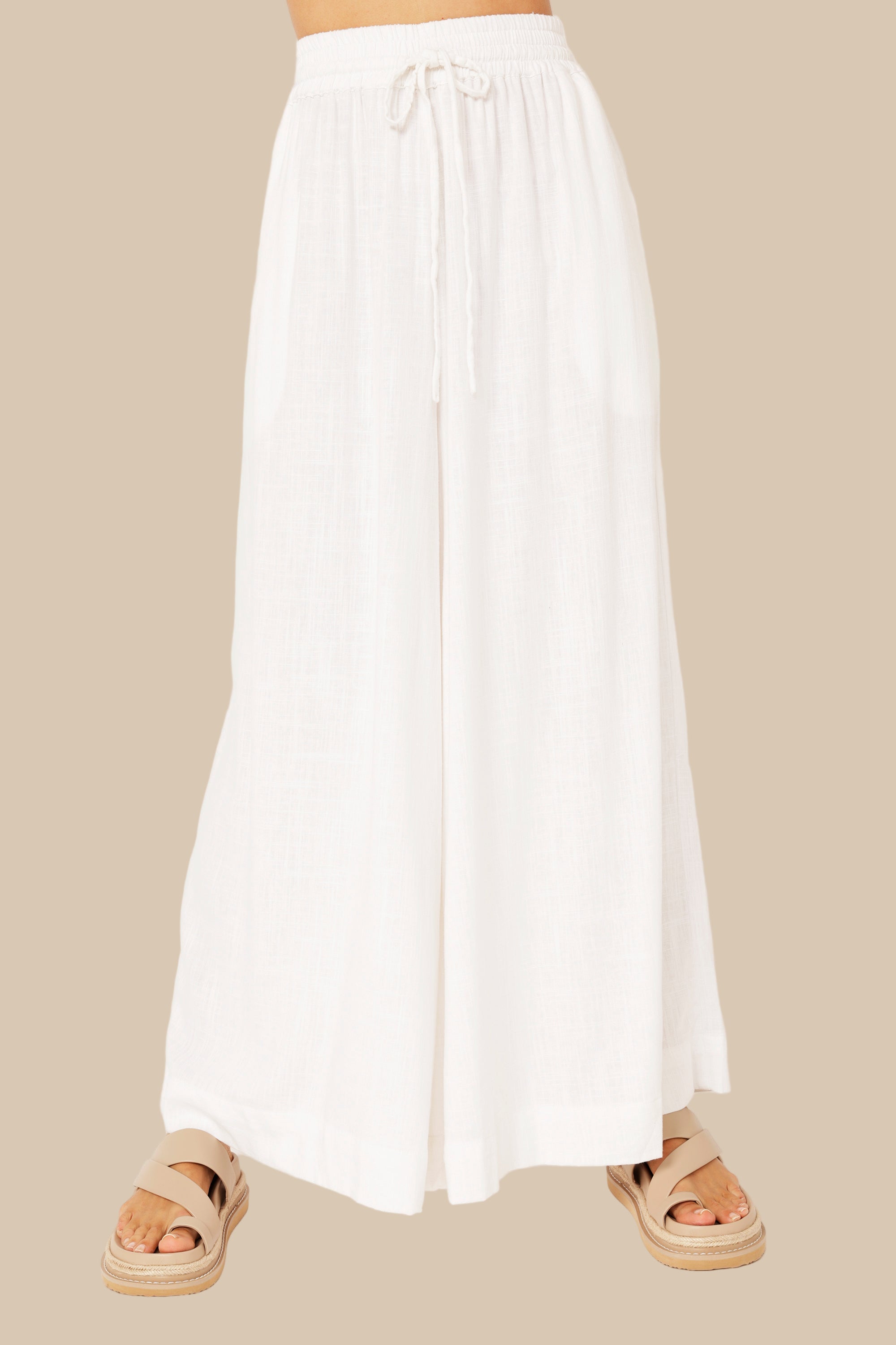 Palazzo Pant | Off White | Linen Viscose - Saffron Road