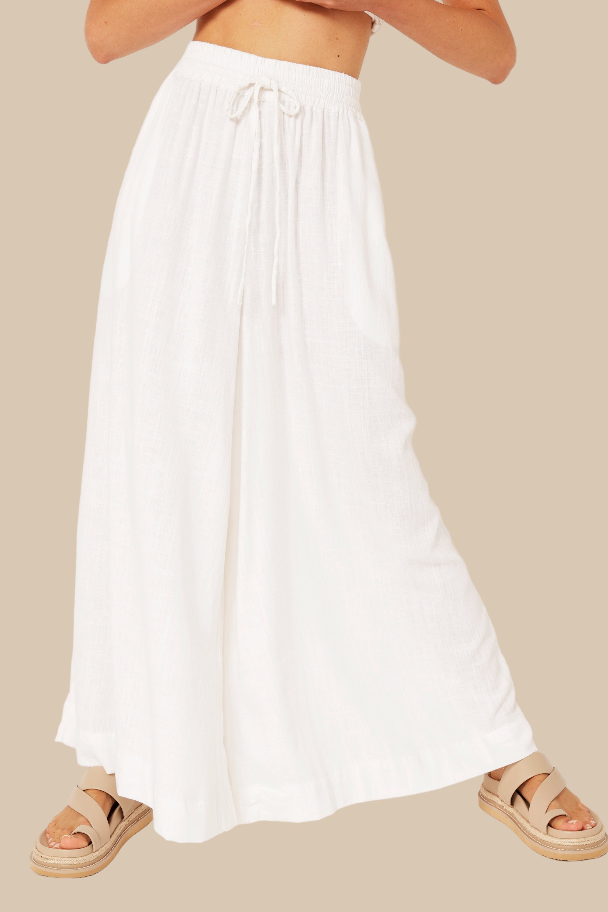 Palazzo Pant | Off White | Linen Viscose - Saffron Road