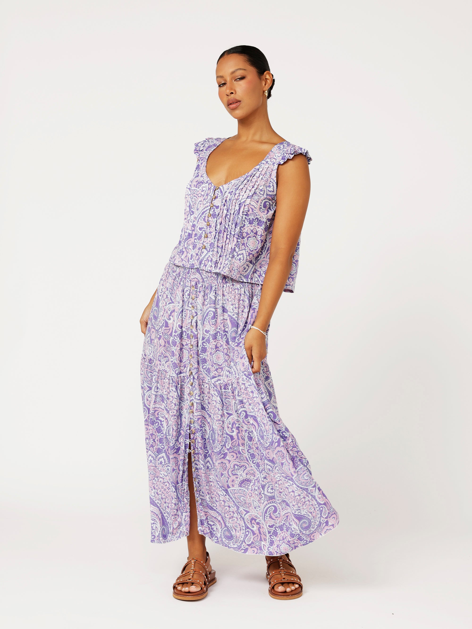 Chloe Skirt | Purple Paisley