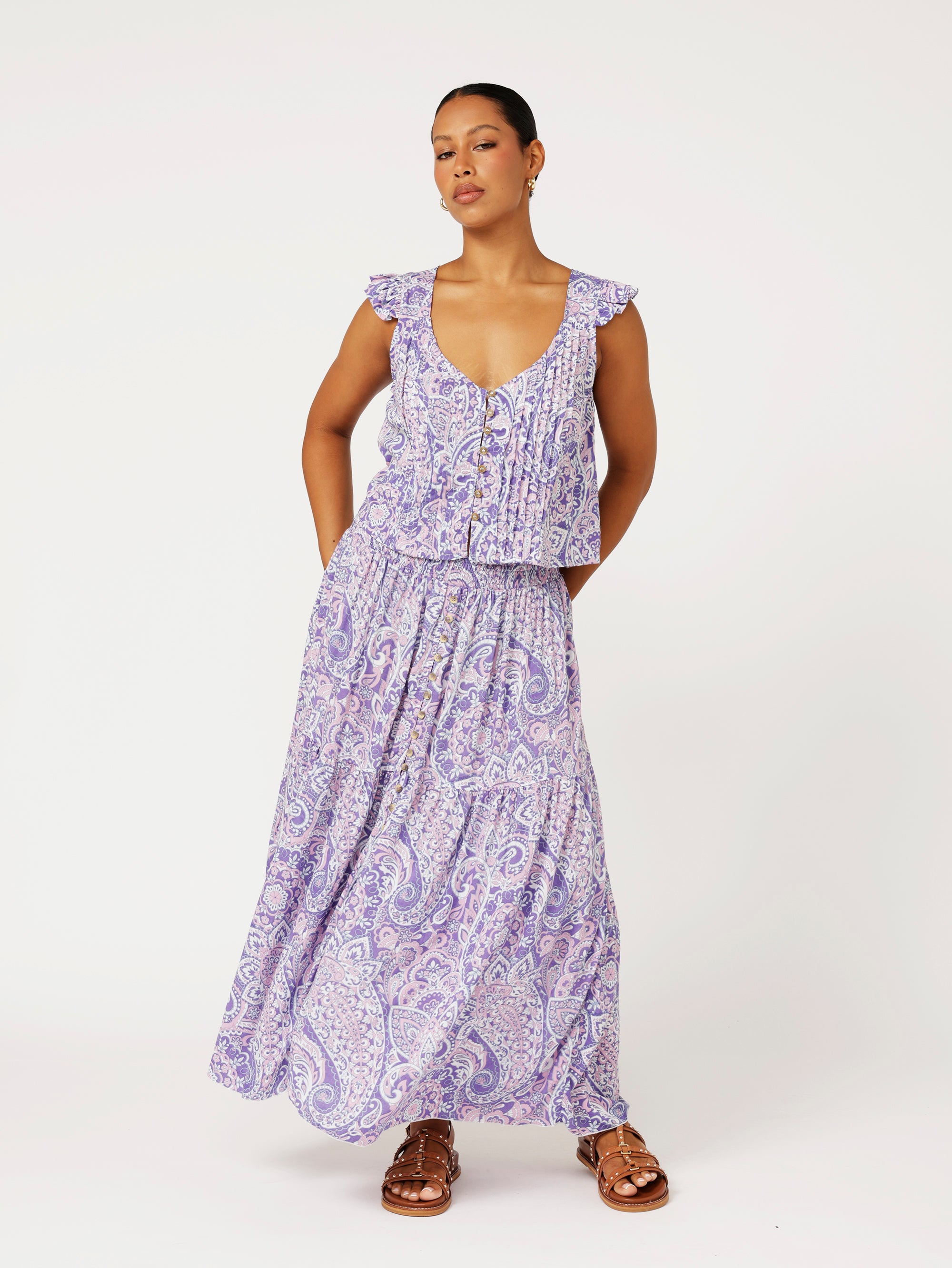 Chloe Skirt | Purple Paisley