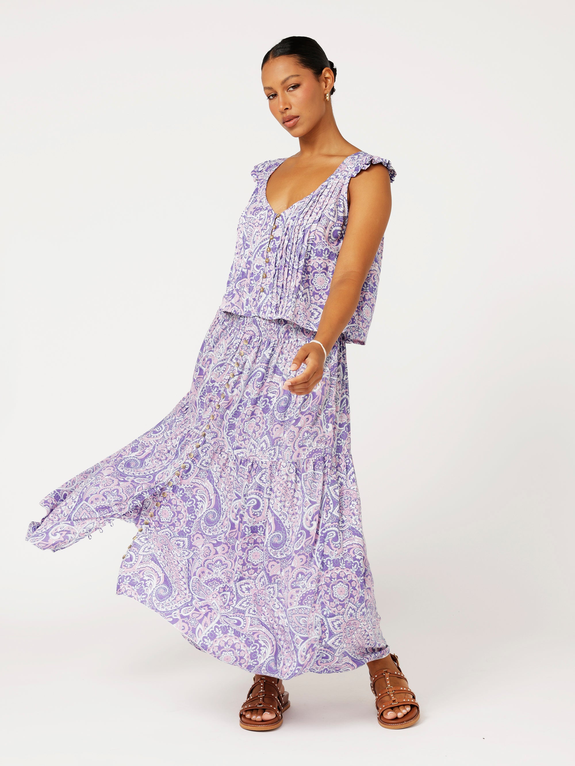 Chloe Skirt | Purple Paisley