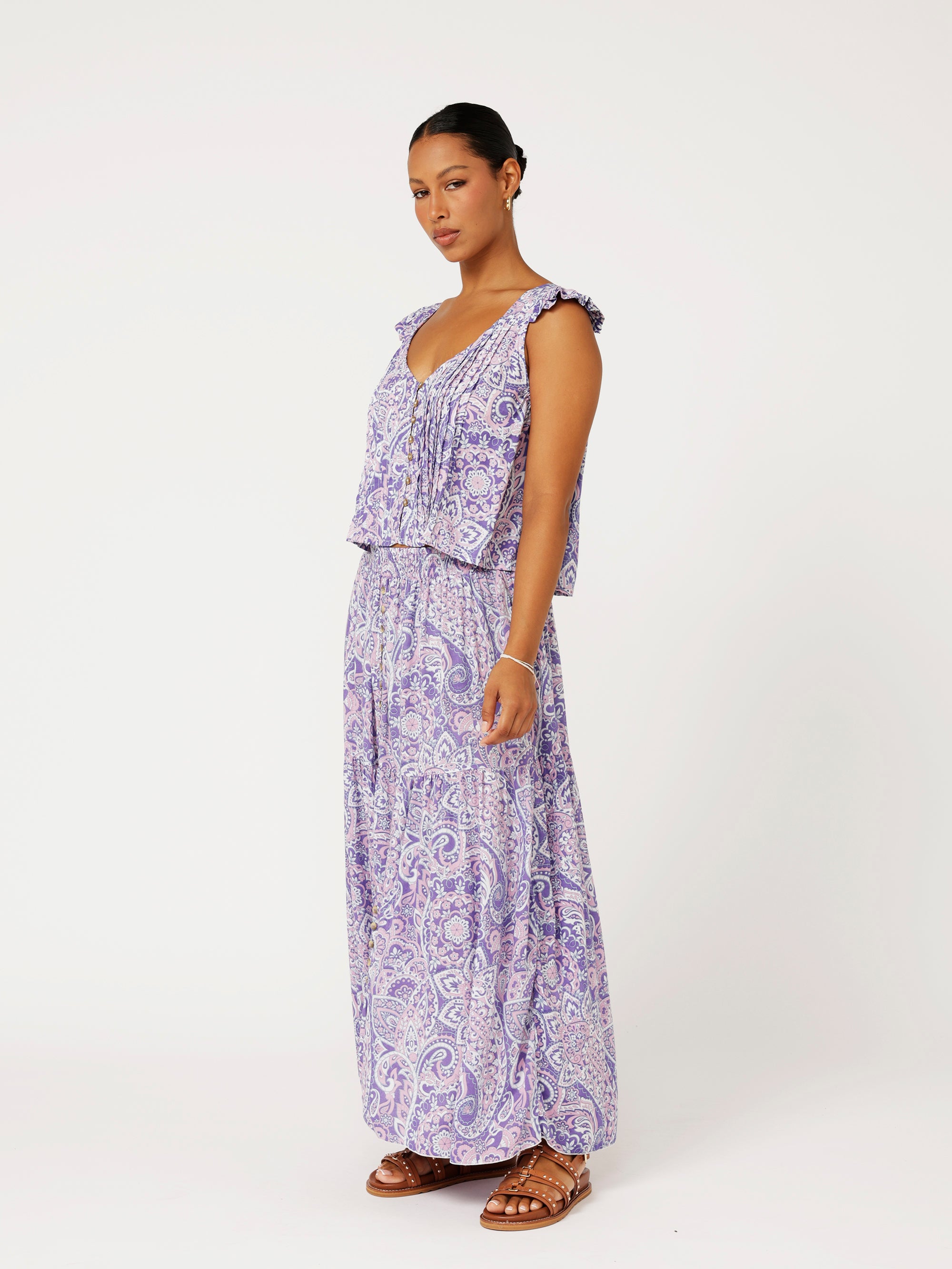 Chloe Skirt | Purple Paisley