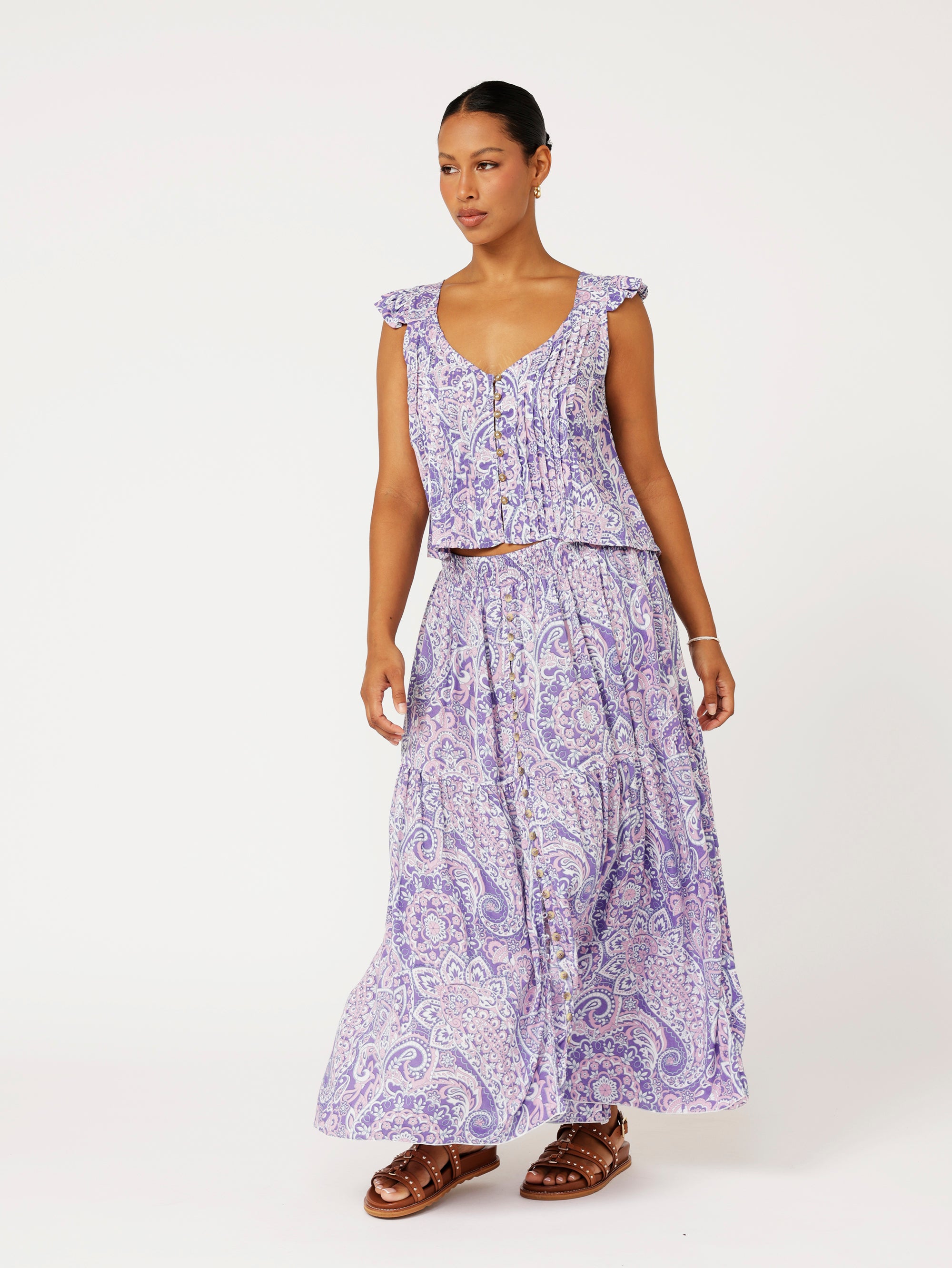 Chloe Skirt | Purple Paisley