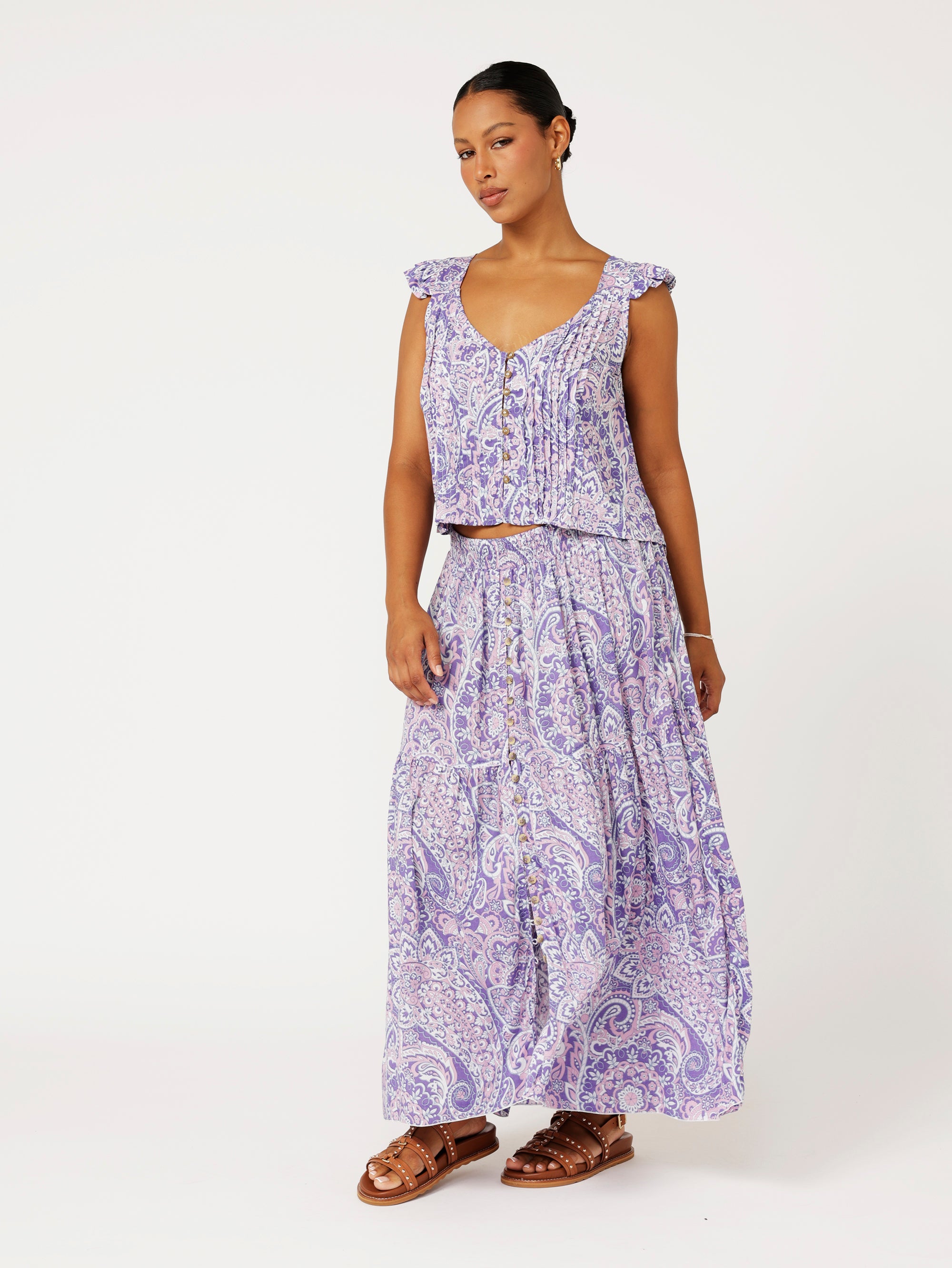 Chloe Skirt | Purple Paisley