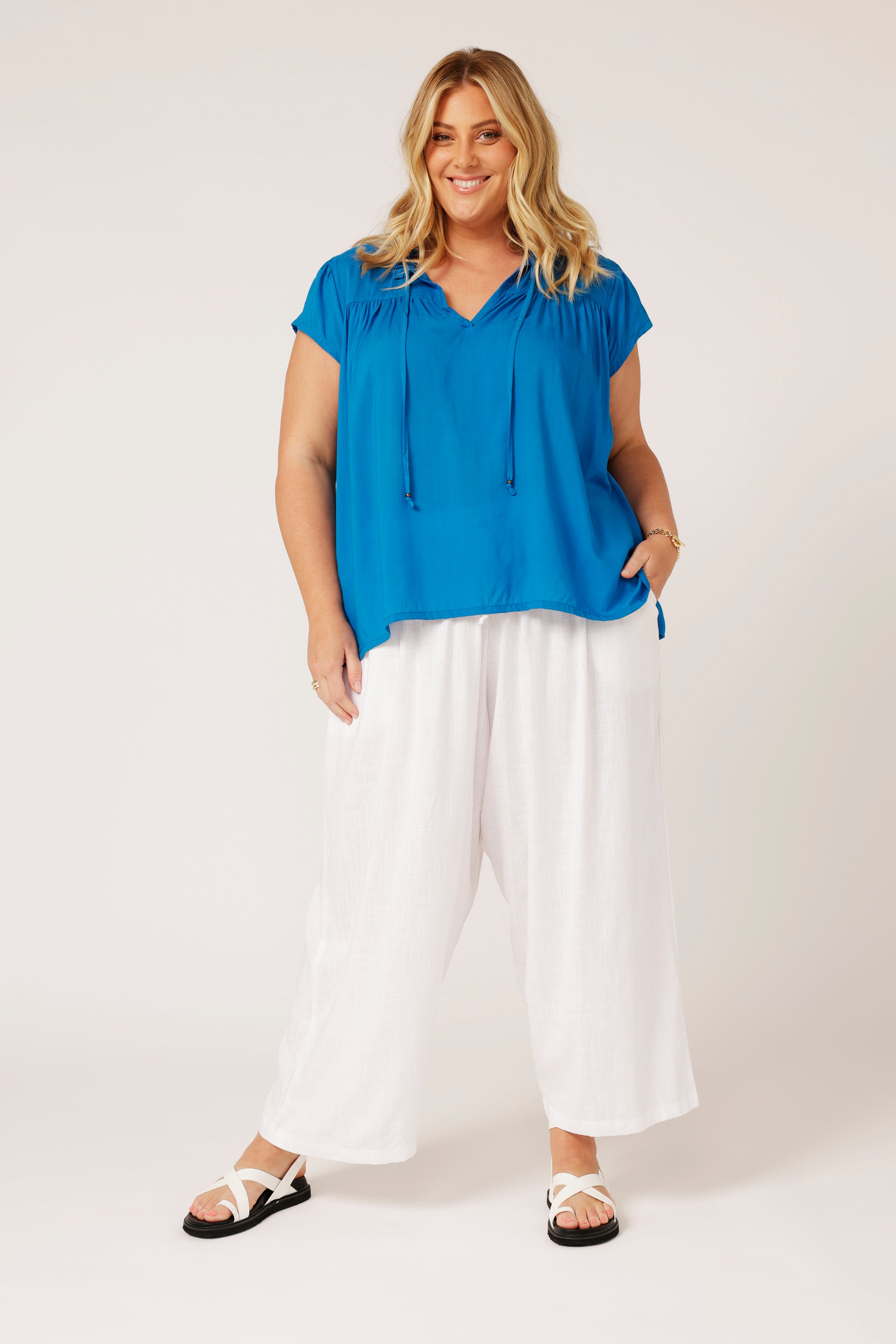 Freddie Blouse (Short Sleeve) | Cobalt Blue - Saffron Road
