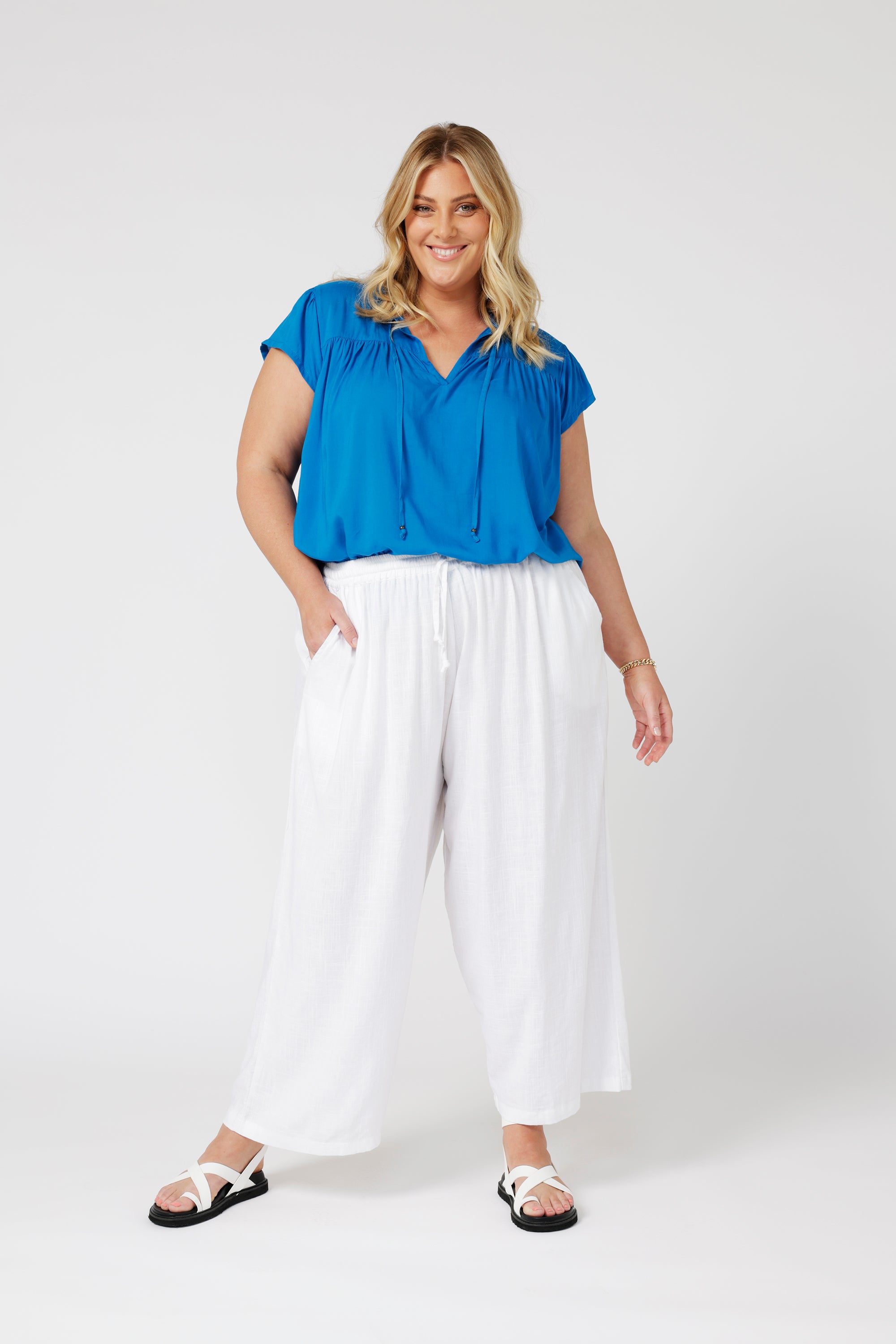 Freddie Blouse (Short Sleeve) | Cobalt Blue - Saffron Road