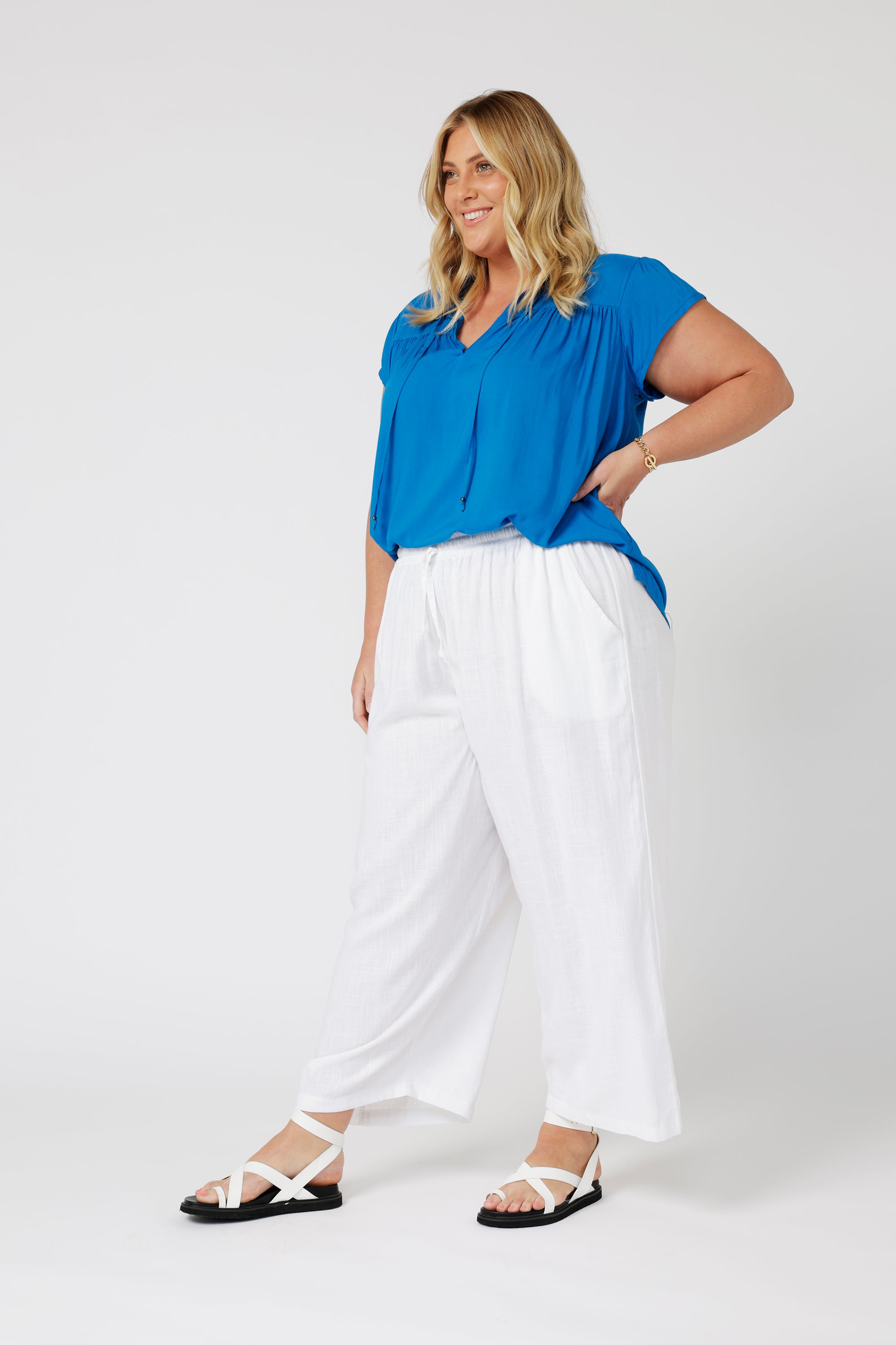 Freddie Blouse (Short Sleeve) | Cobalt Blue - Saffron Road