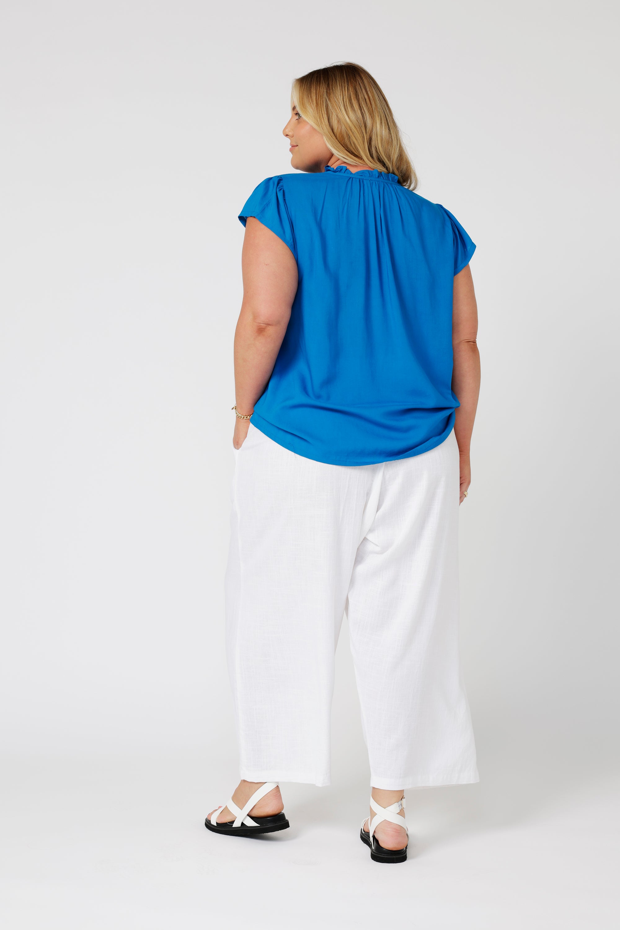 Freddie Blouse (Short Sleeve) | Cobalt Blue - Saffron Road